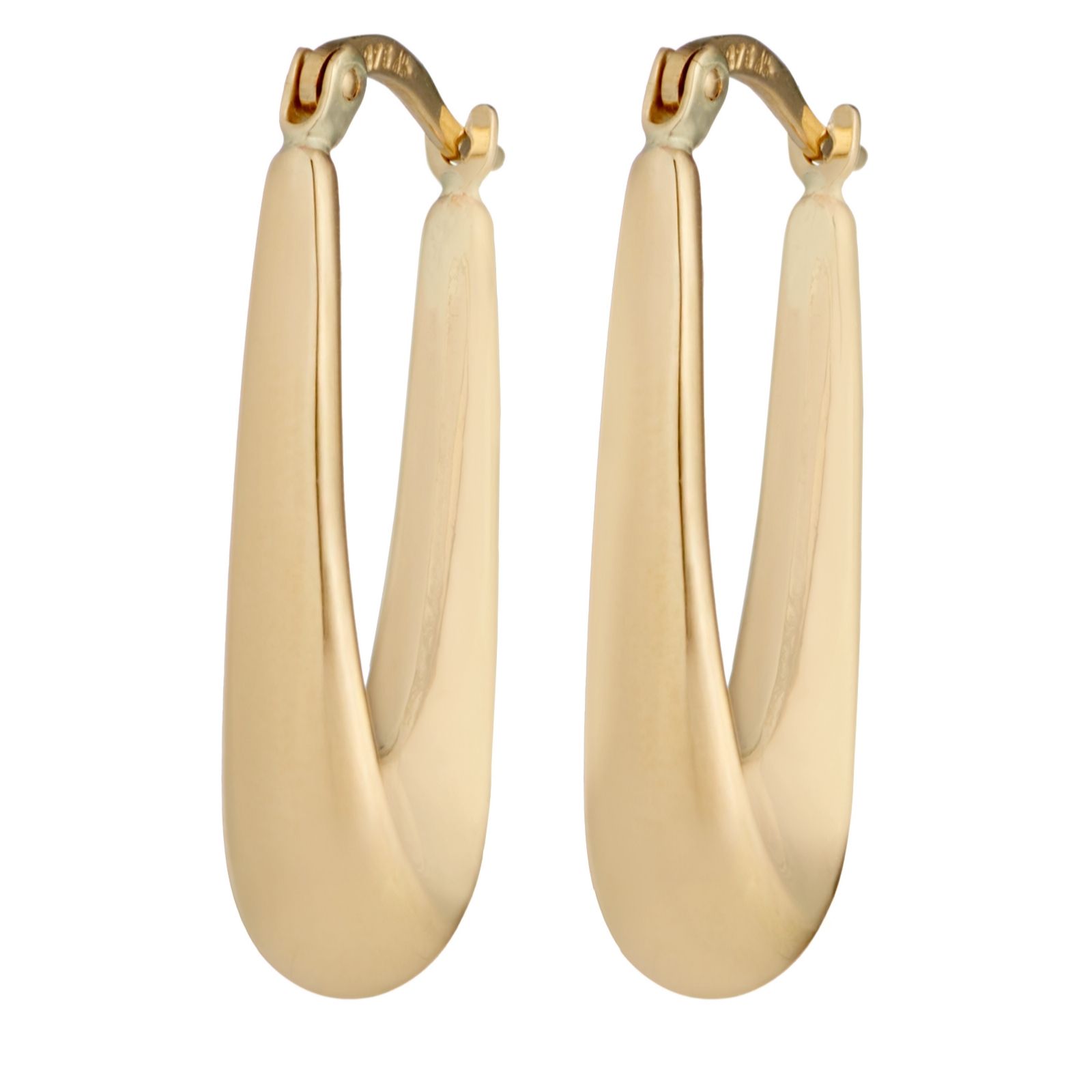 Gold 9ct  6mm x 28mm Elongated Drop Hoop Earrings 1.62g