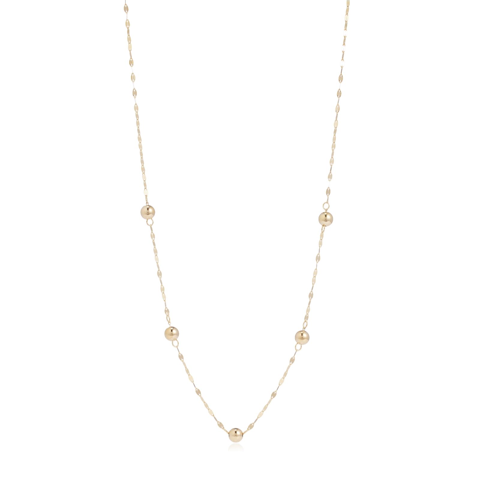 GOLD 14ct Italian Gold Bead Station Necklace 1.23g
