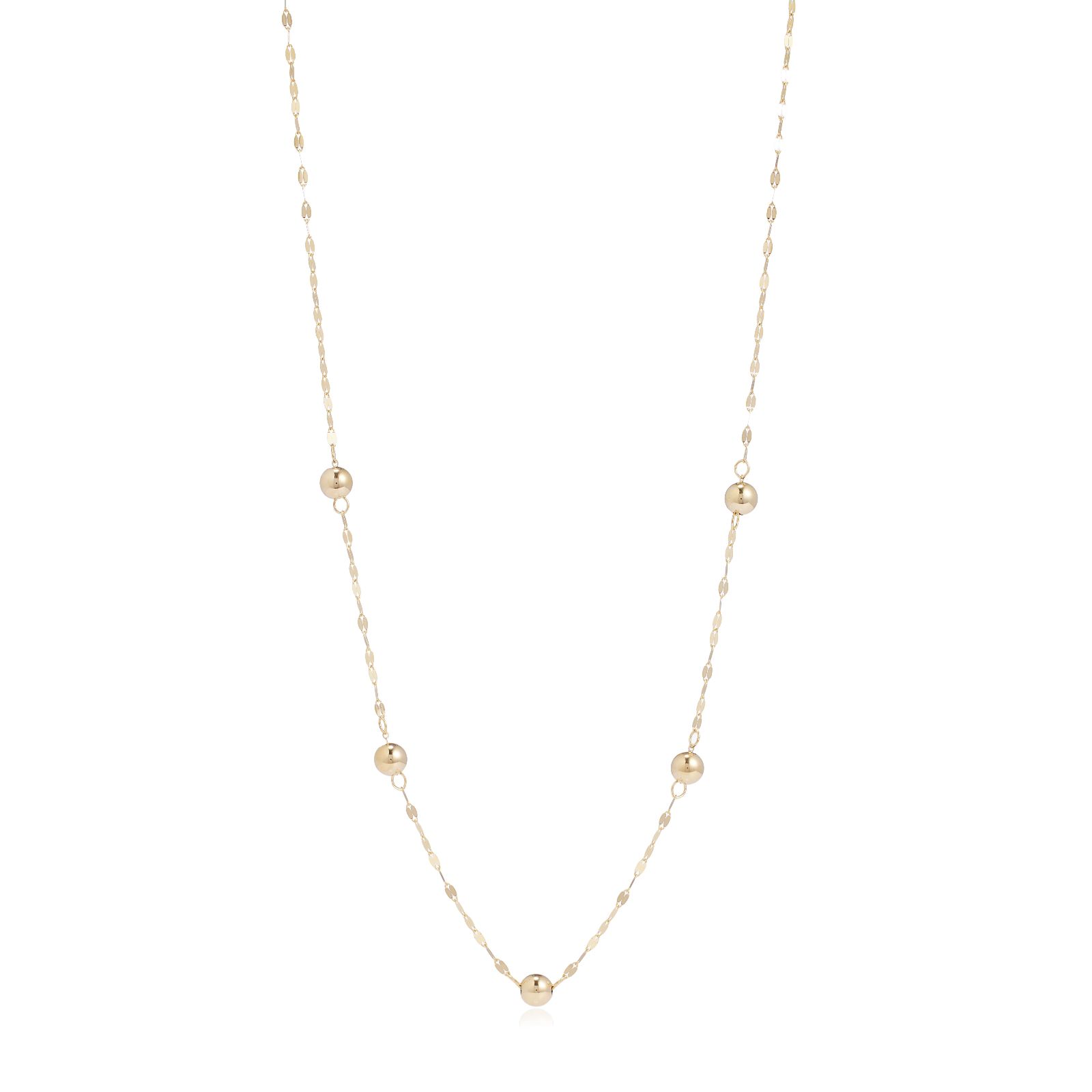 GOLD 14ct Italian Gold Bead Station Necklace 1.23g