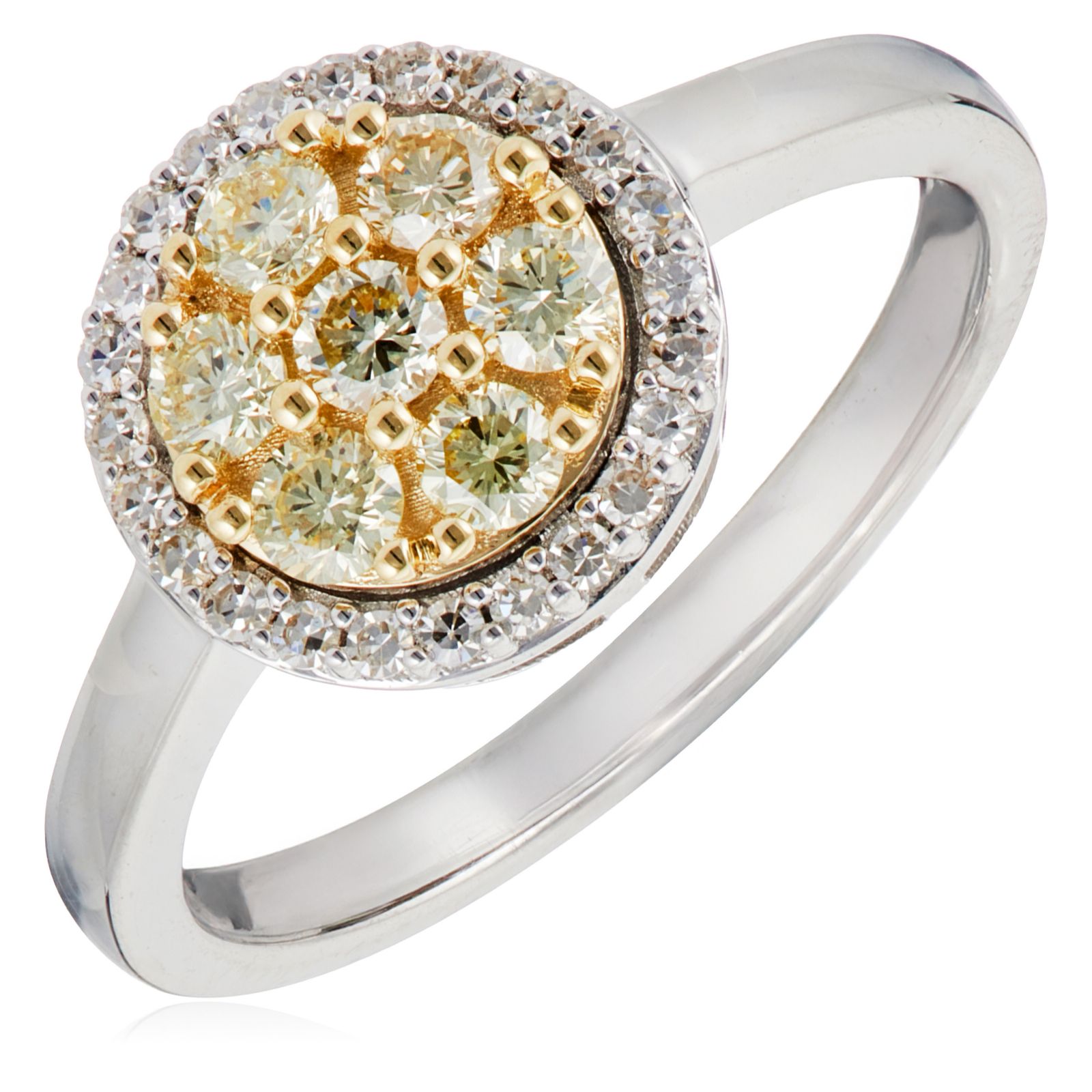 0.50 Yellow Diamond Cluster Ring 9ct Gold