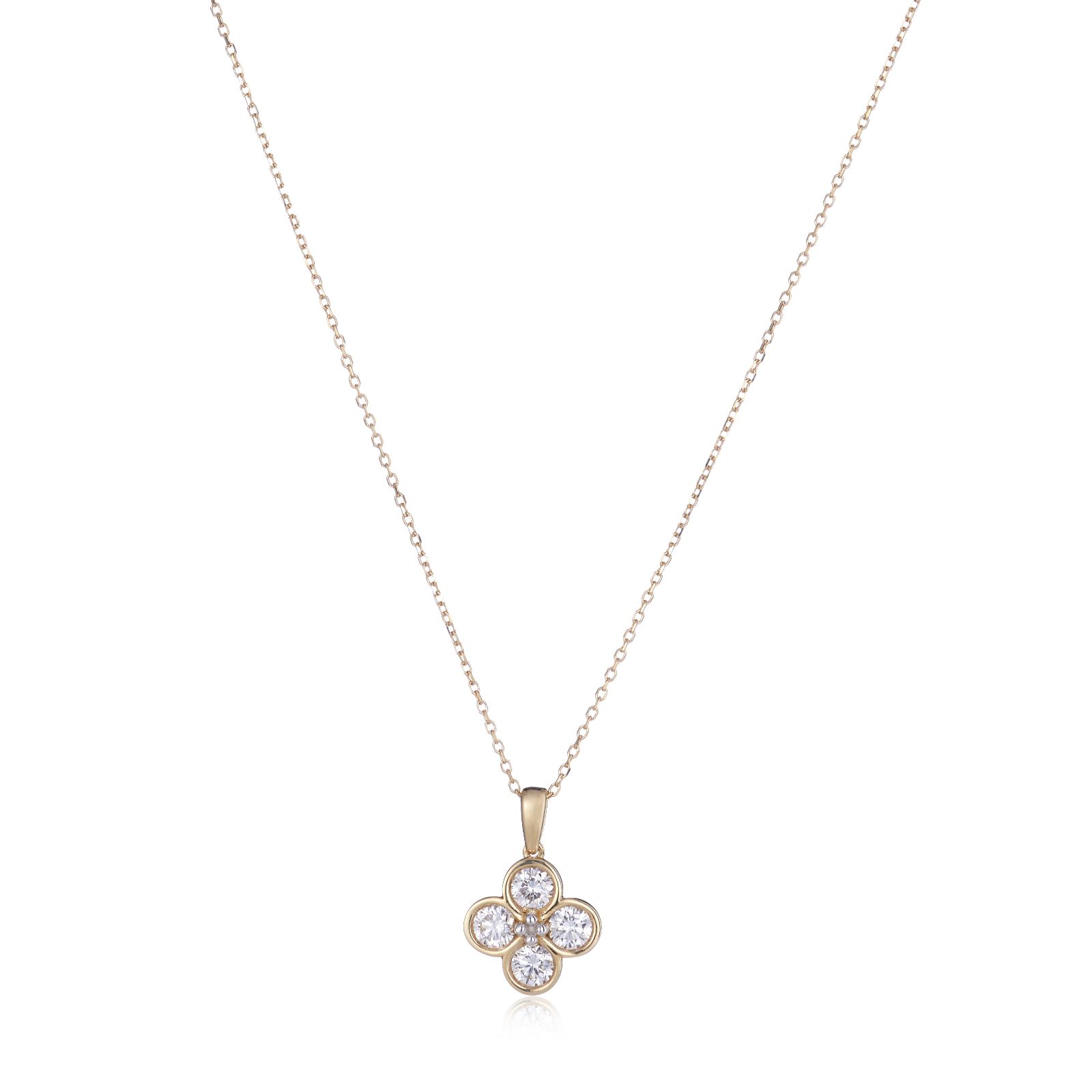 Fire Light 0.75ct Lab Grown Diamond Clover Pendant & Chain 9ct Gold