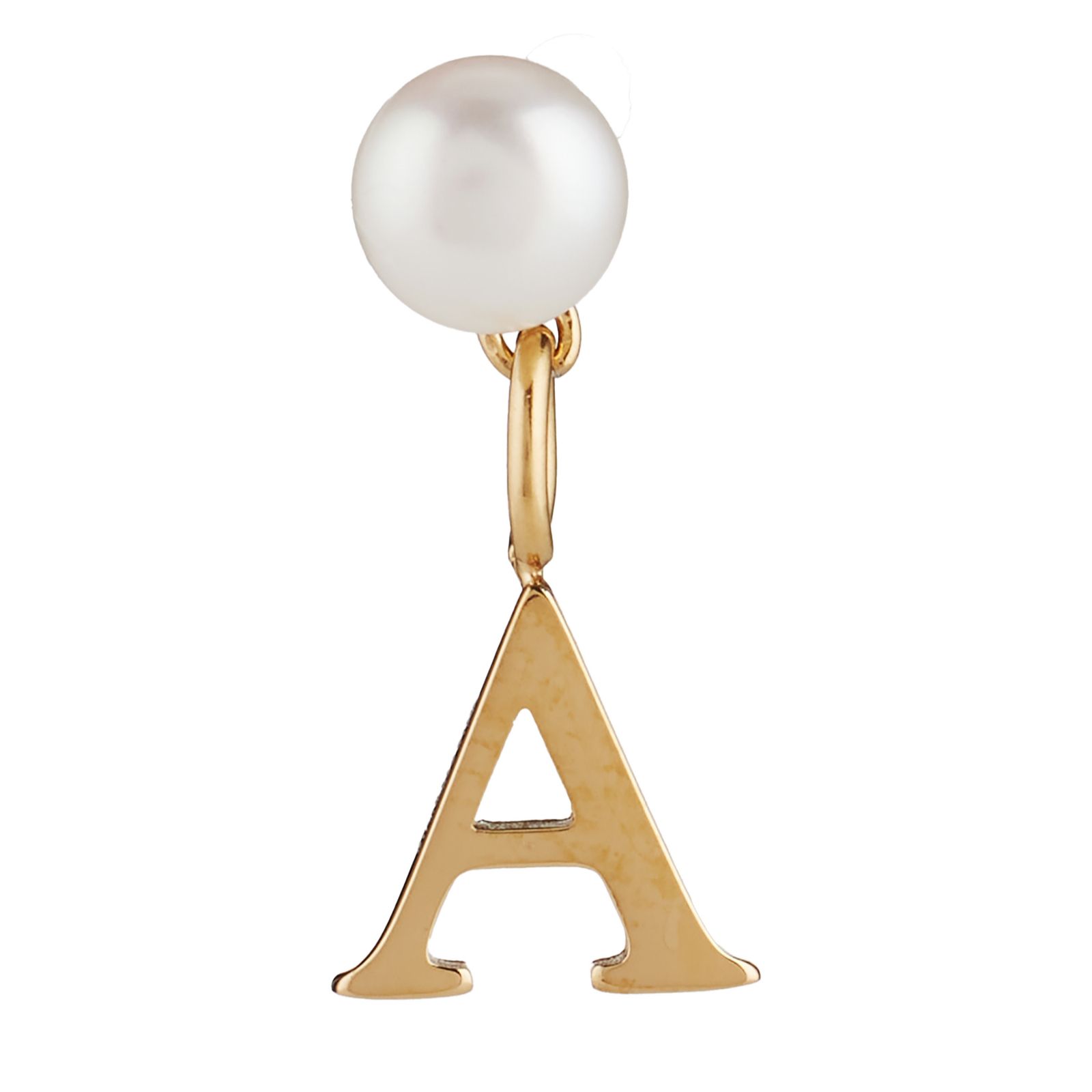 Lara Pearl Button Pearl Initial Stud Earring Stainless Steel