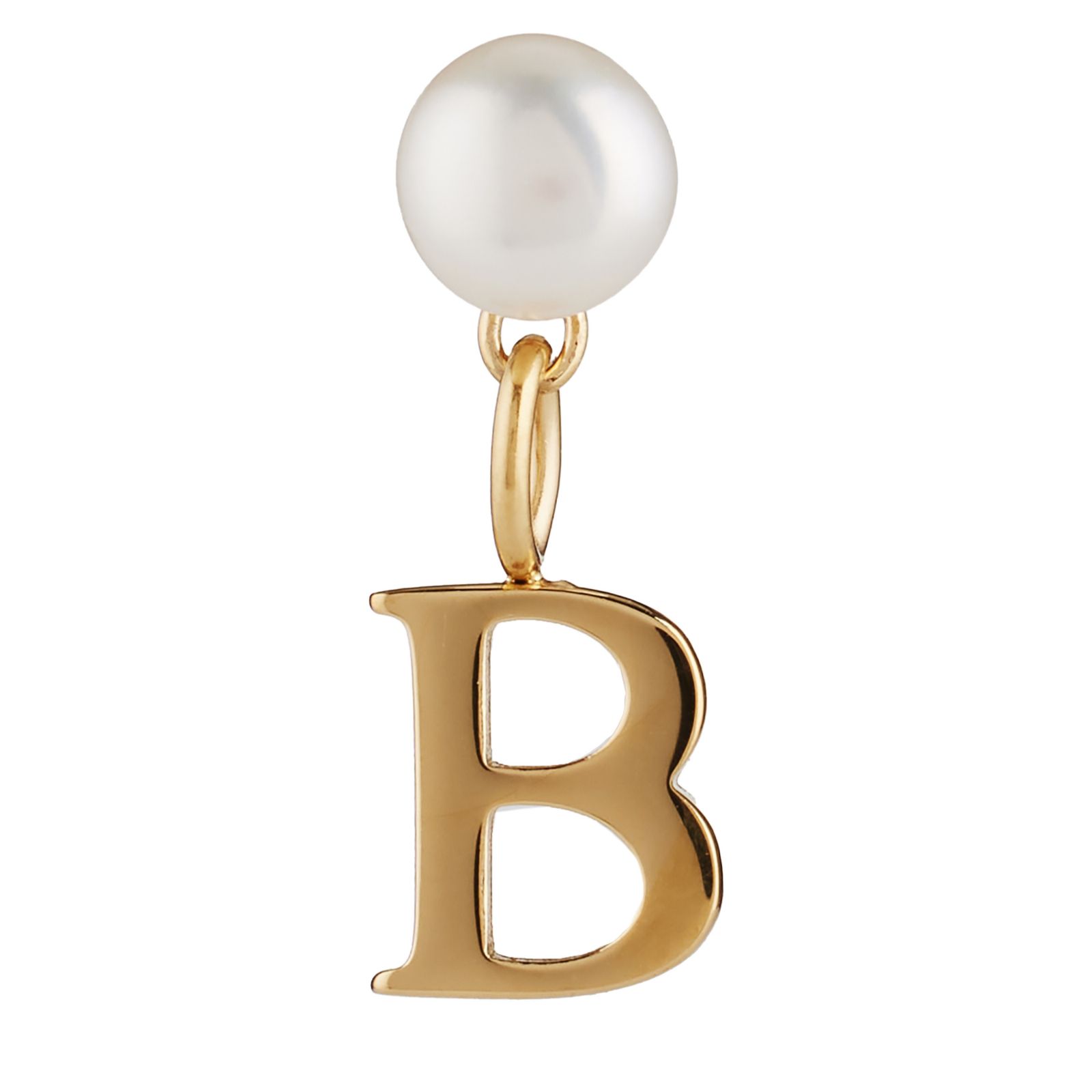 Lara Pearl Button Pearl Initial Stud Earring Stainless Steel