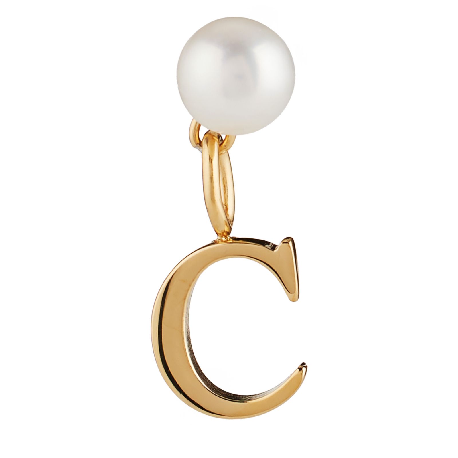 Lara Pearl Button Pearl Initial Stud Single Earring Stainless Steel