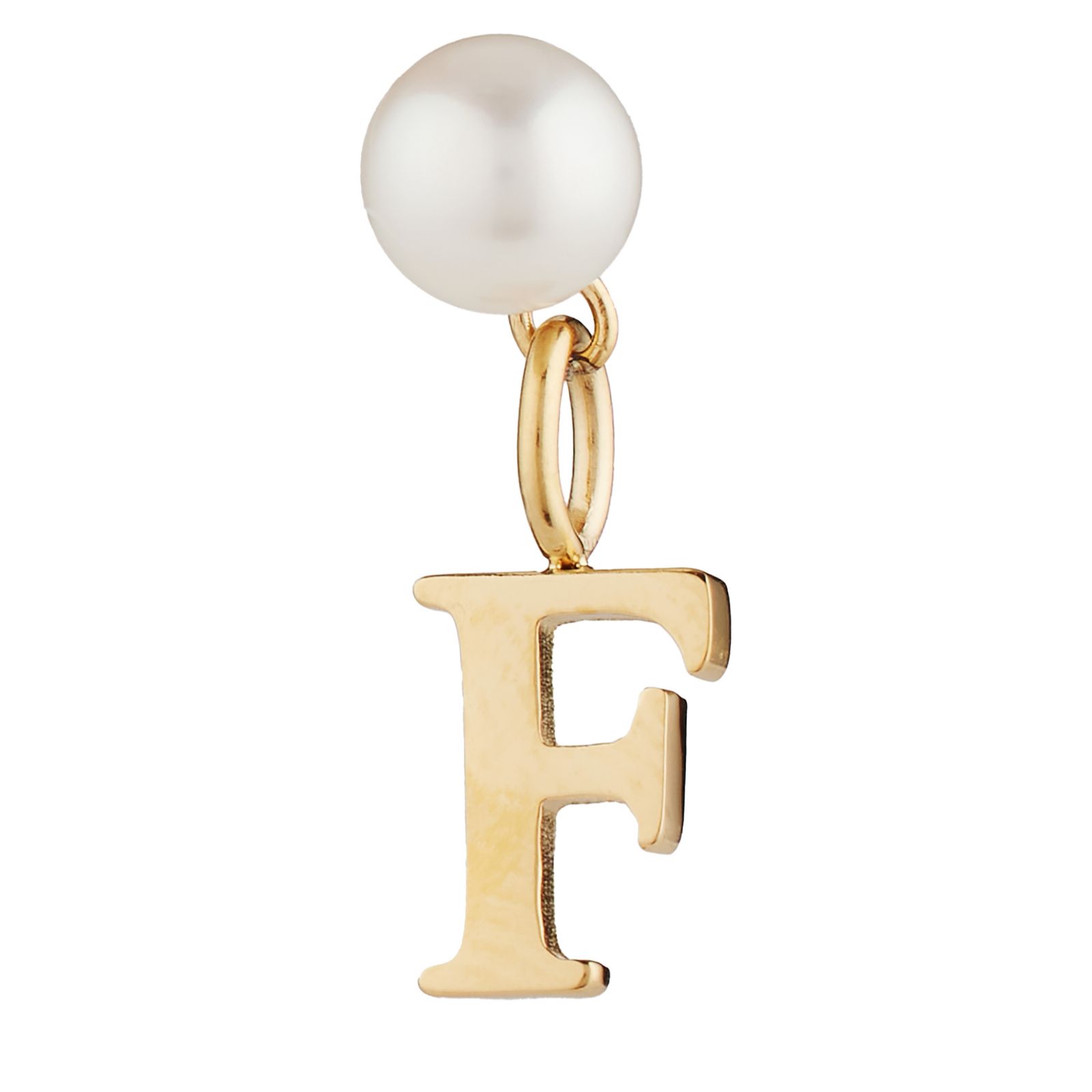 Lara Pearl Button Pearl Initial Stud Single Earring Stainless Steel