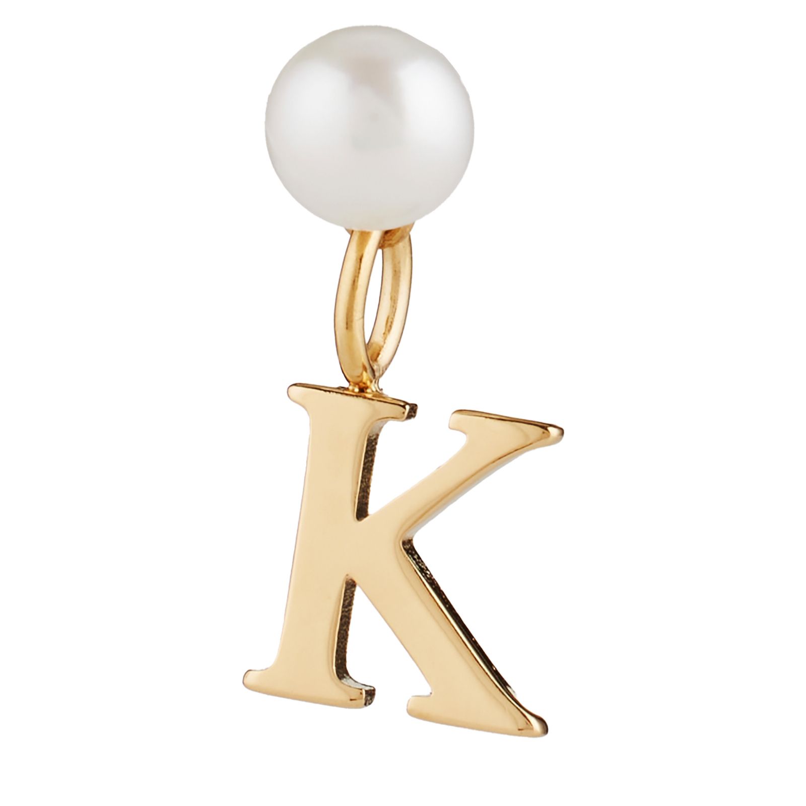 Lara Pearl Button Pearl Initial Stud Single Earring Stainless Steel