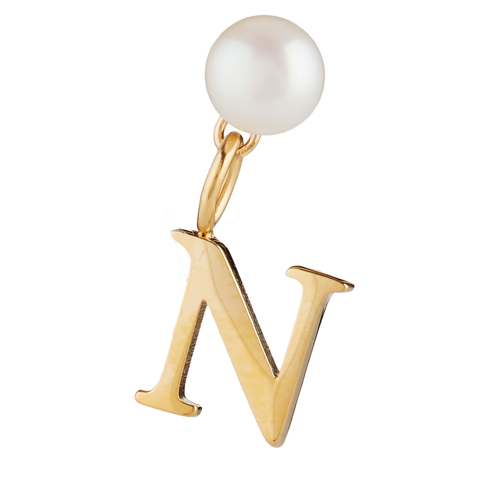 Lara Pearl Button Pearl Initial Stud Earring Stainless Steel