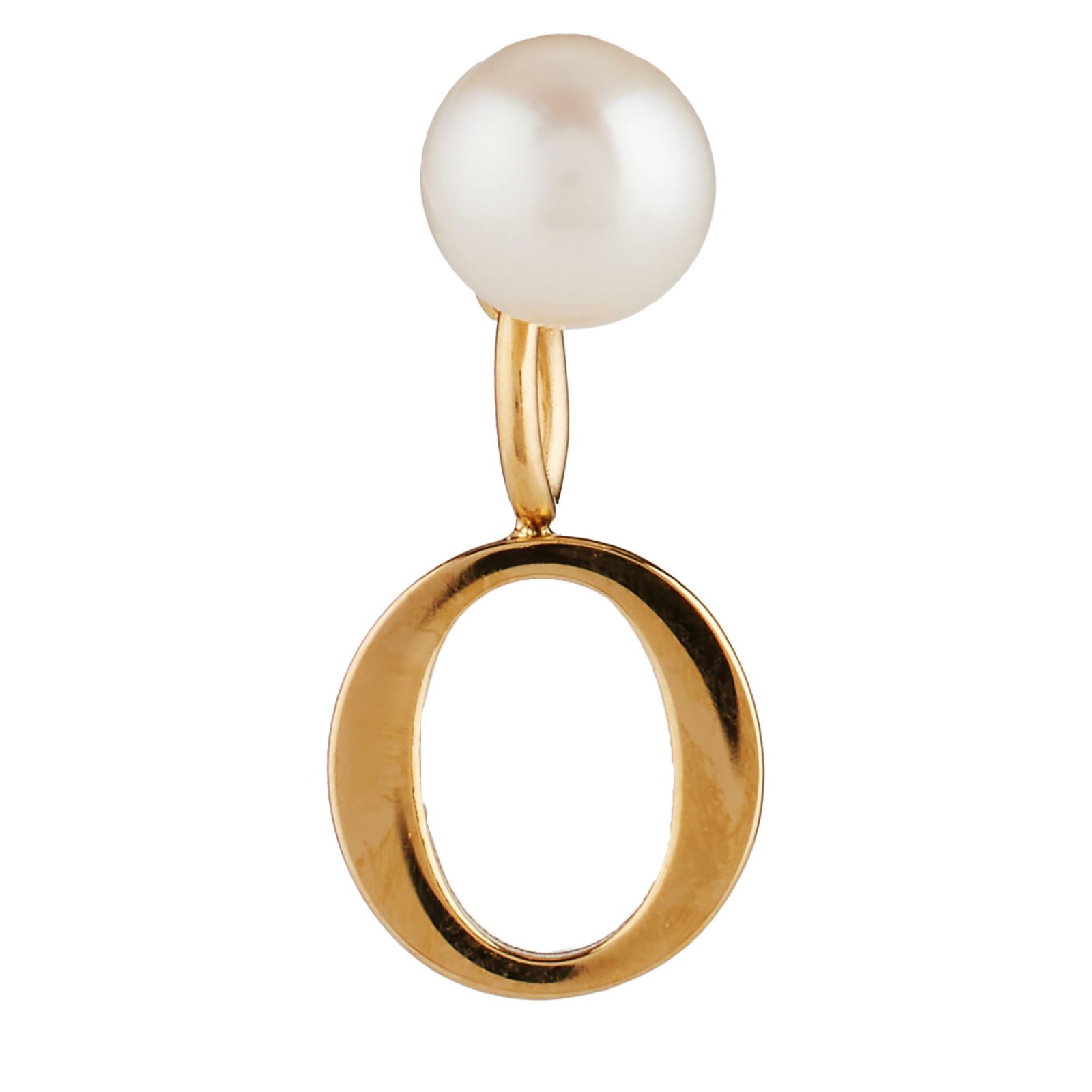 Lara Pearl Button Pearl Initial Stud Single Earring Stainless Steel