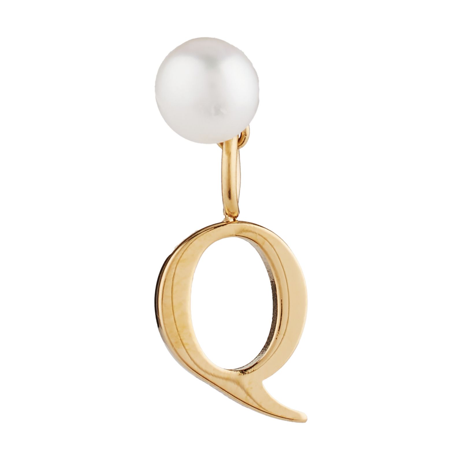 Lara Pearl Button Pearl Initial Stud Single Earring Stainless Steel