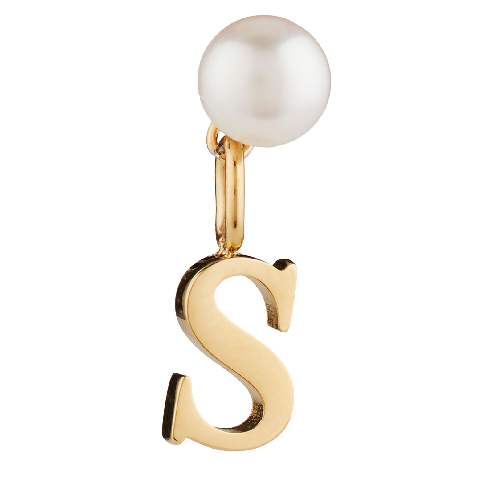 Lara Pearl Button Pearl Initial Stud Single Earring Stainless Steel