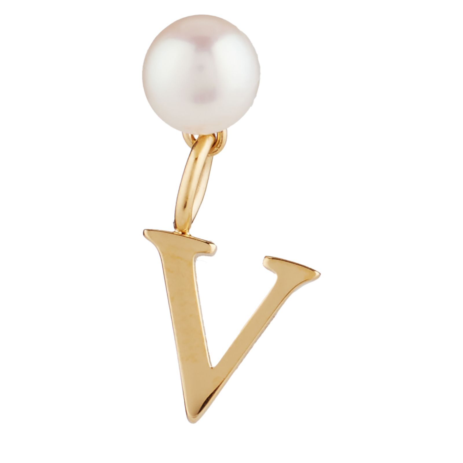 Lara Pearl Button Pearl Initial Stud Single Earring Stainless Steel