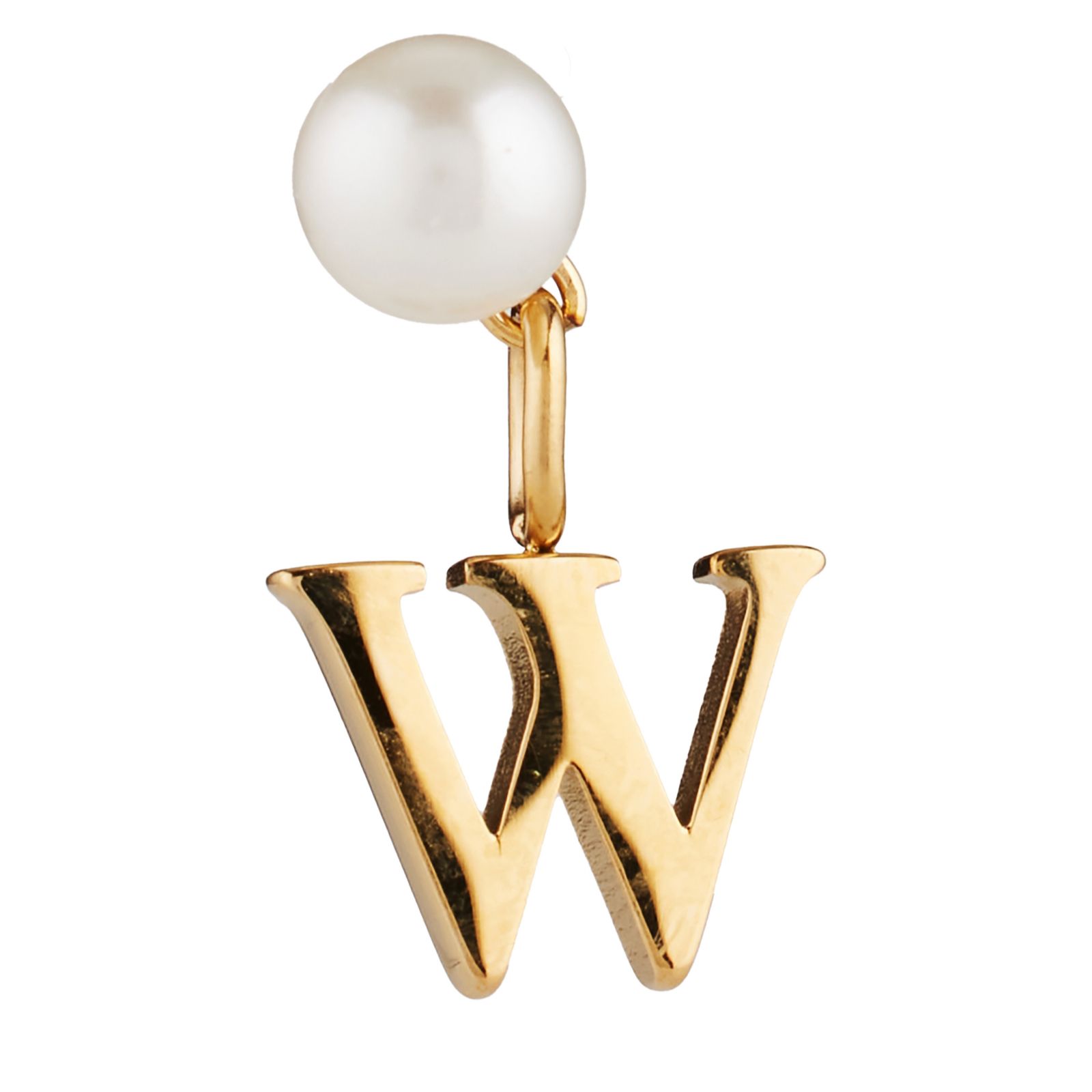 Lara Pearl Button Pearl Initial Stud Single Earring Stainless Steel