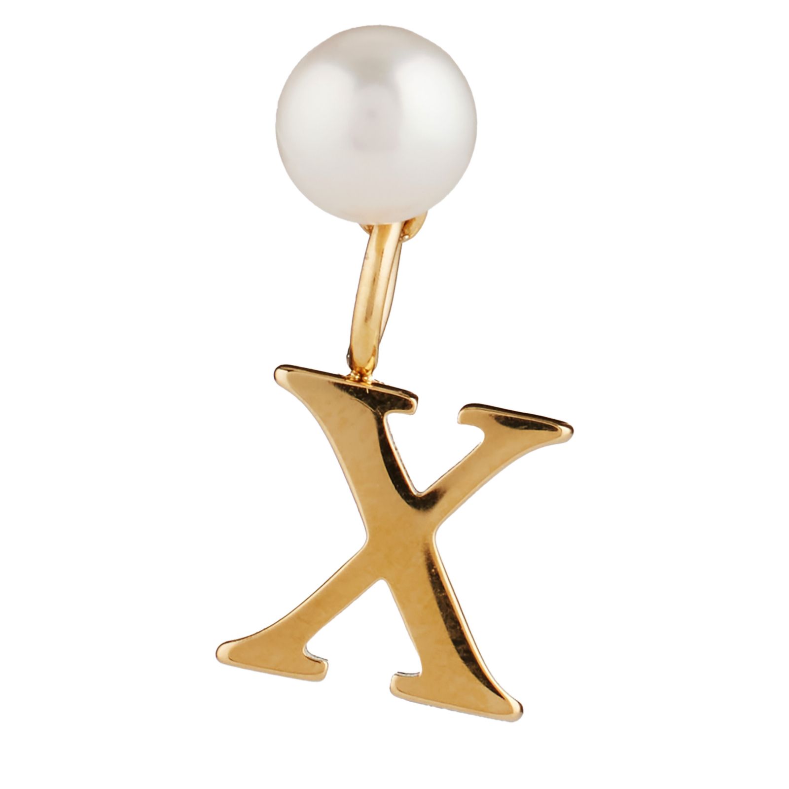 Lara Pearl Button Pearl Initial Stud Single Earring Stainless Steel