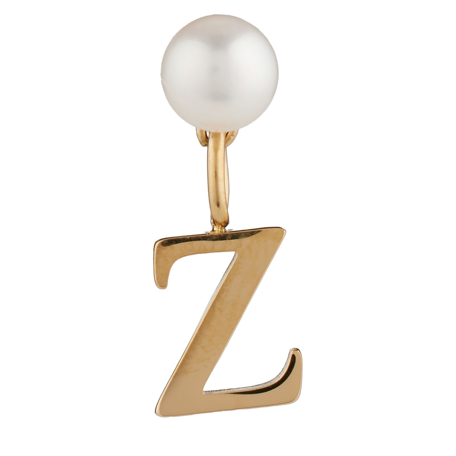 Lara Pearl Button Pearl Initial Stud Single Earring Stainless Steel