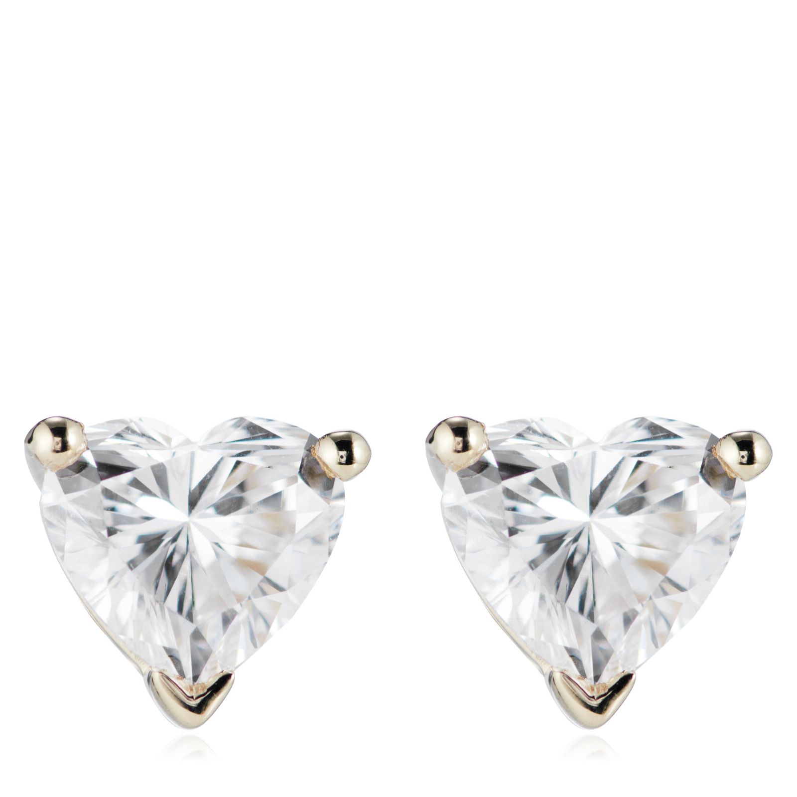 Fire Light 1ct Lab Grown Diamond Heart Cut Stud Earrings 9ct Gold