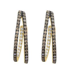 Effy 0.57ct Espresso Diamond Two Row Hoop Earrings 14ct Gold