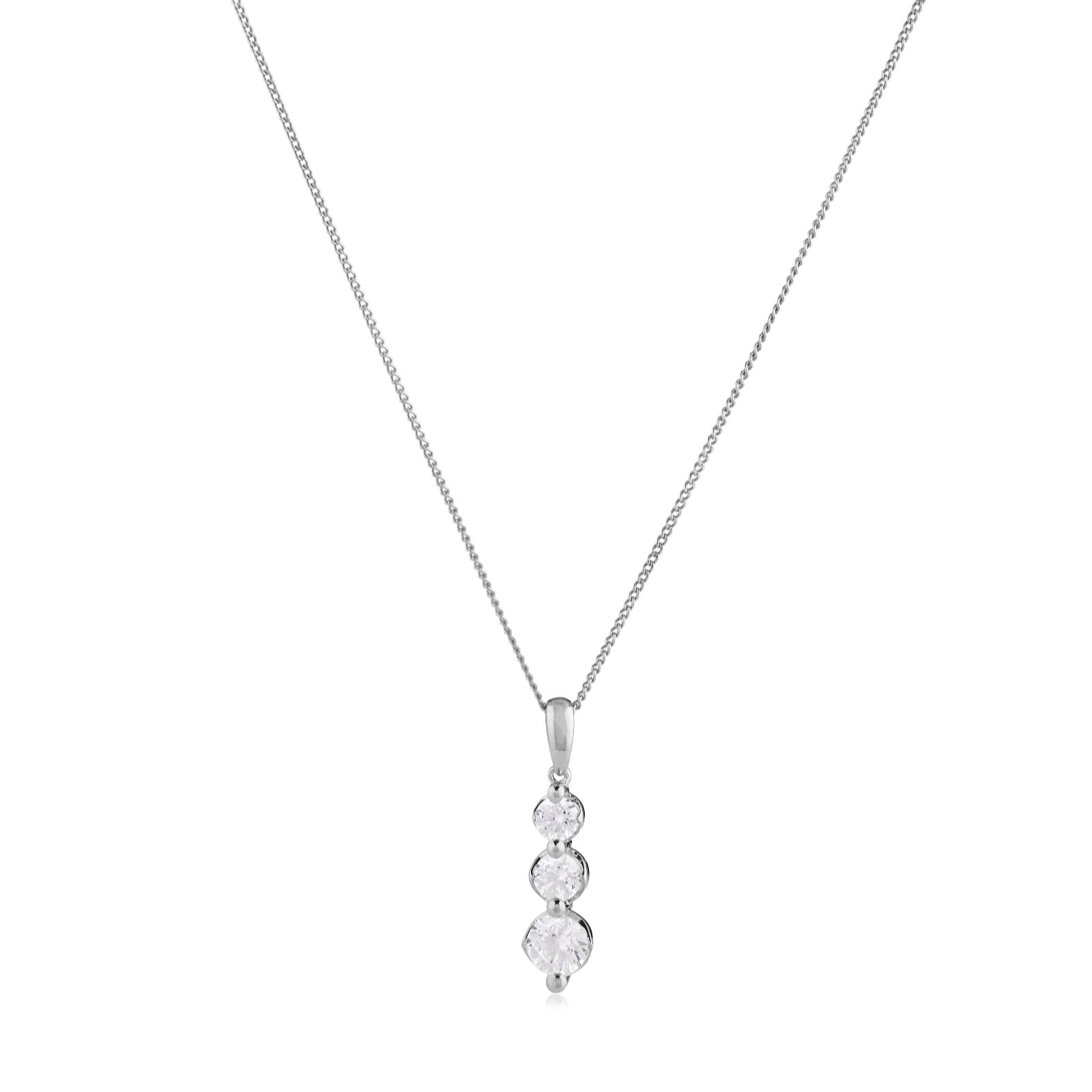 Fire Light 0.70ct Lab Grown Diamond 3 Stone Drop Pendant & Chain 9ct Gold