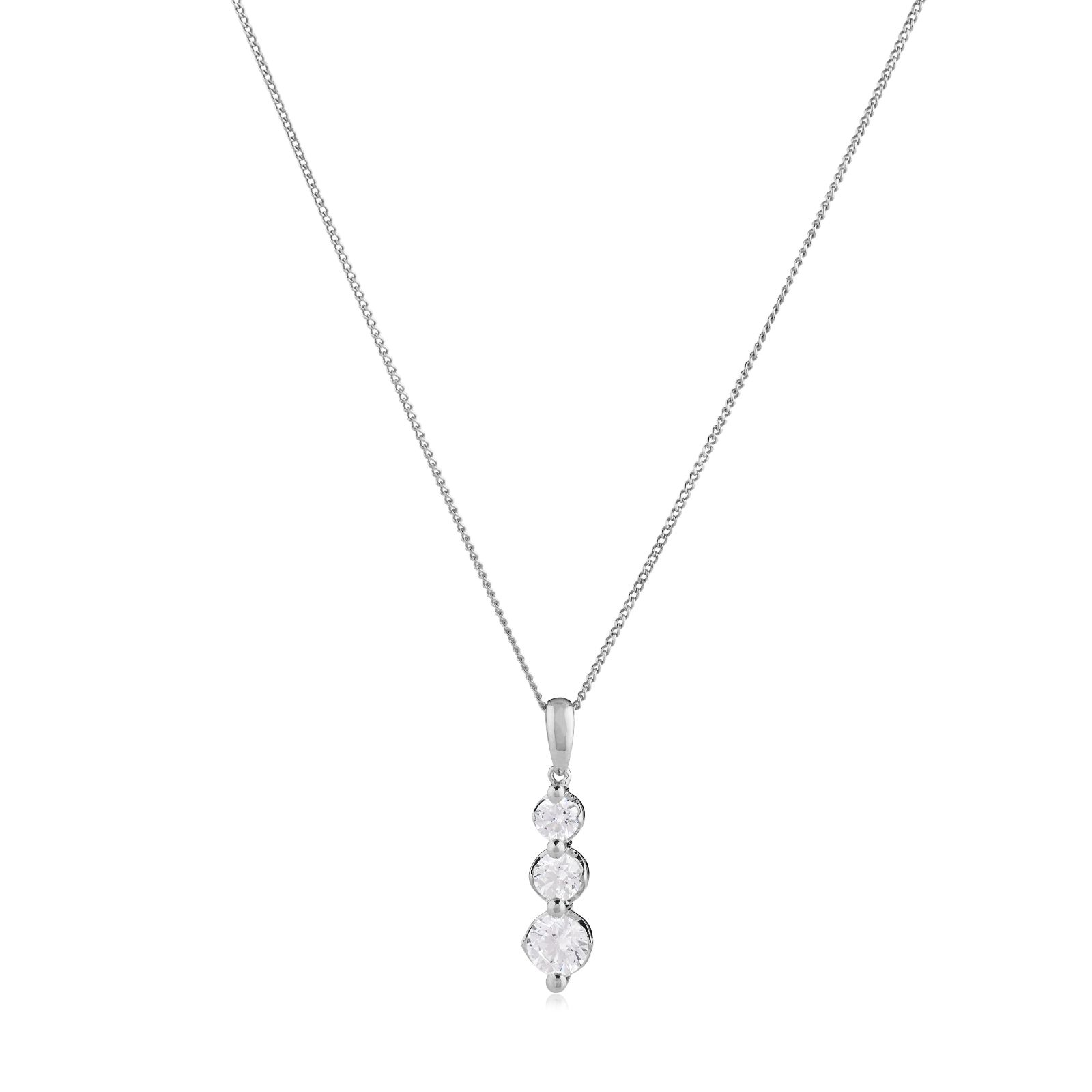 Fire Light 0.70ct Lab Grown Diamond 3 Stone Drop Pendant & Chain 9ct Gold