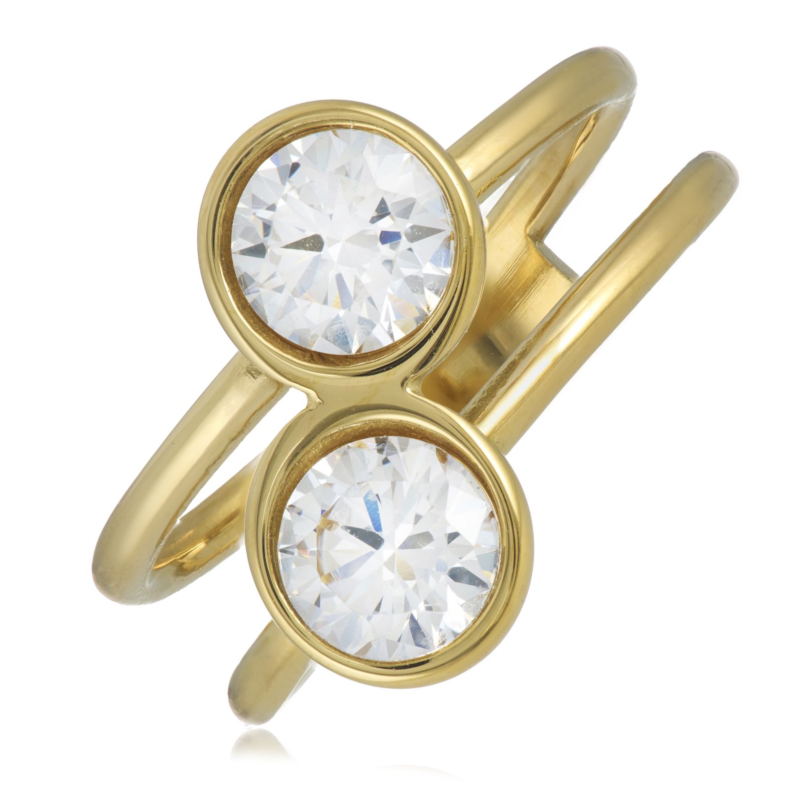 Steel By Diamonique Double Bezel Set Ring