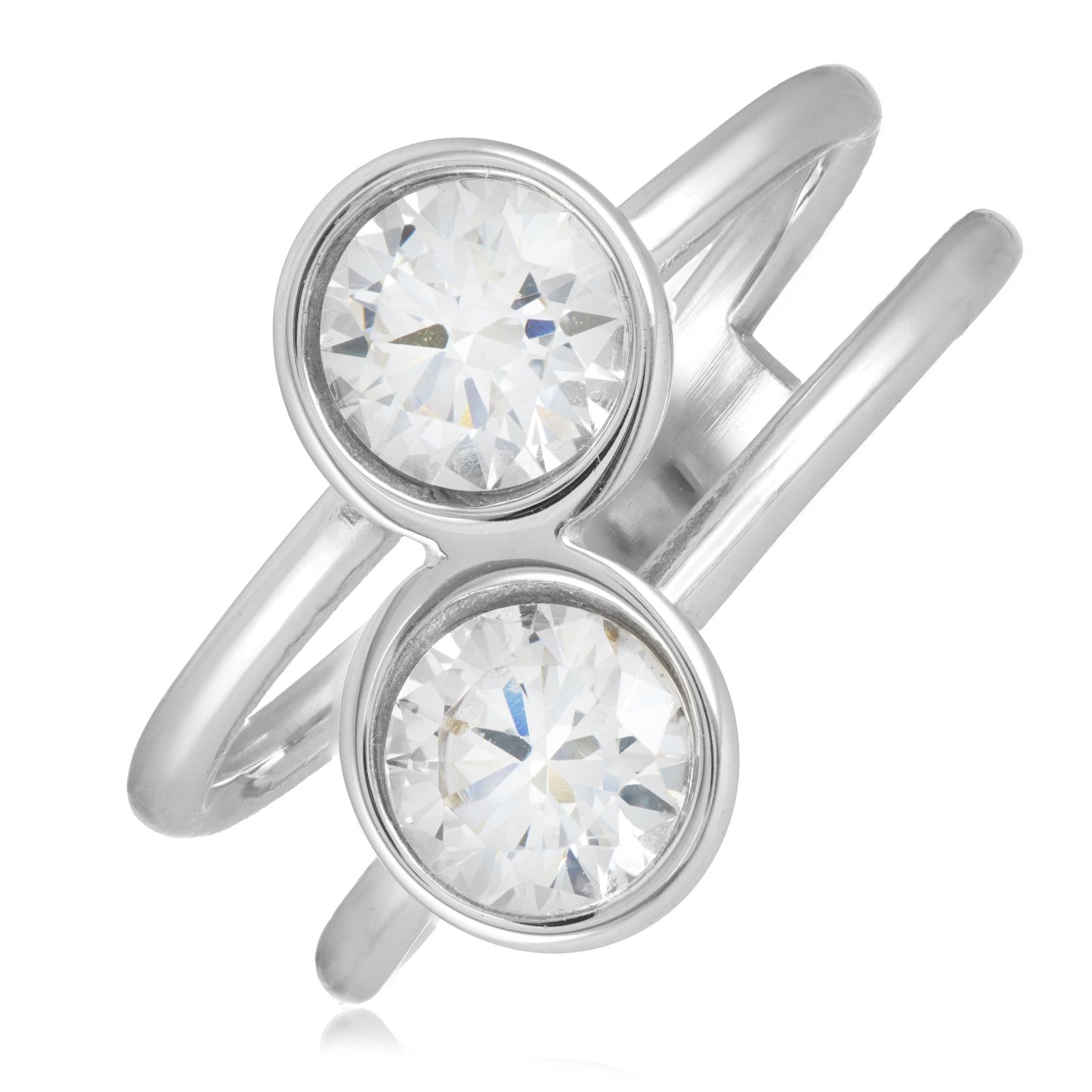 Steel By Diamonique Double Bezel Set Ring