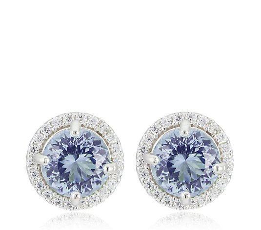 Diamonique 3.58ct tw Simulated Pastel Sapphire Gemstone Stud Earrings