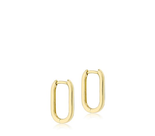 GOLD 9ct Yellow Rectangular Hoop Creole Earrings 1.8g