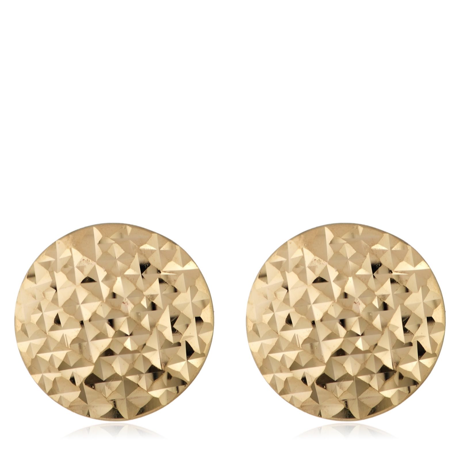 GOLD 9ct Yellow Gold 7.5mm Diamond Cut Pyramid Button Stud Earrings 1.1g