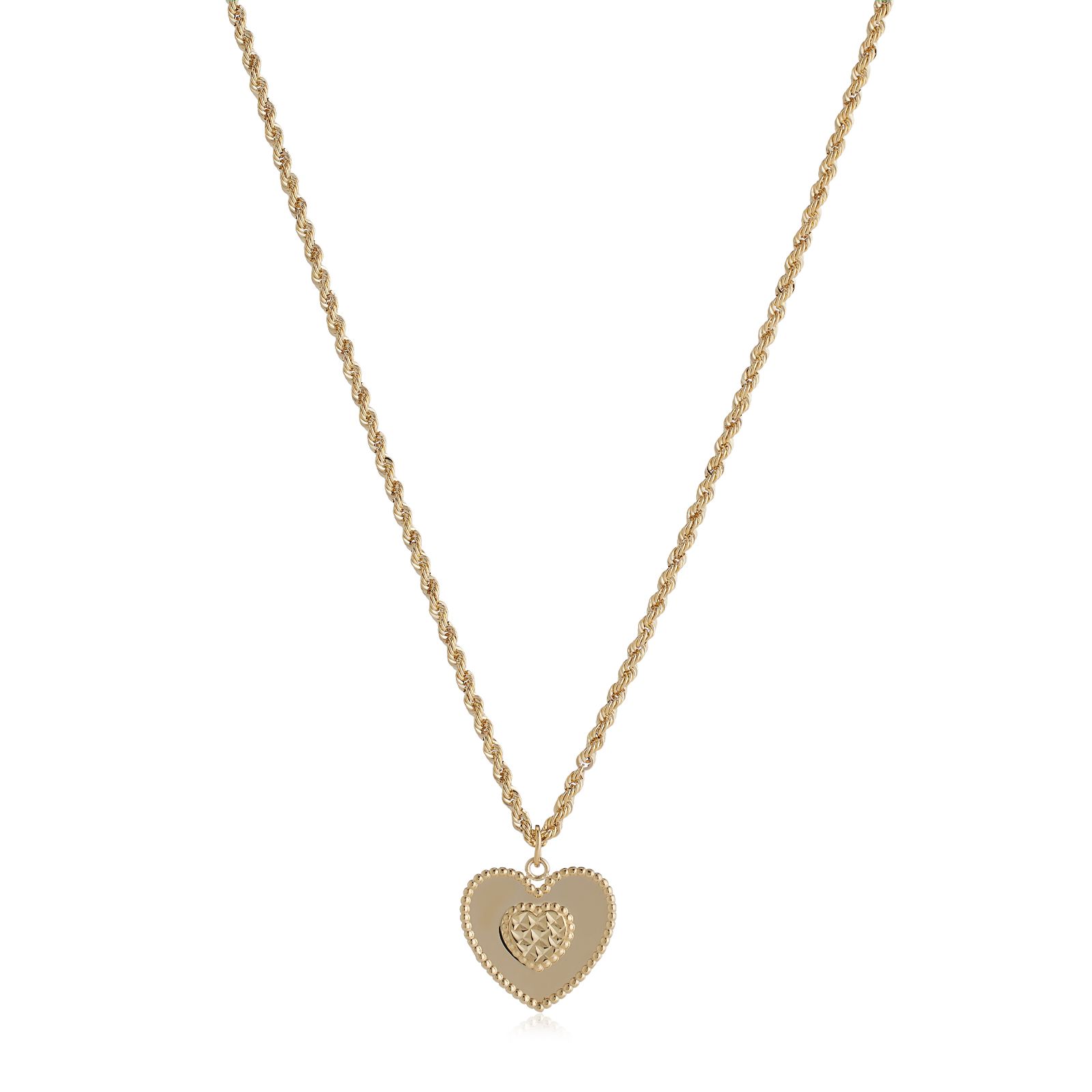 GOLD 9ct Italian Gold Sparkle Heart Necklace 2.1g