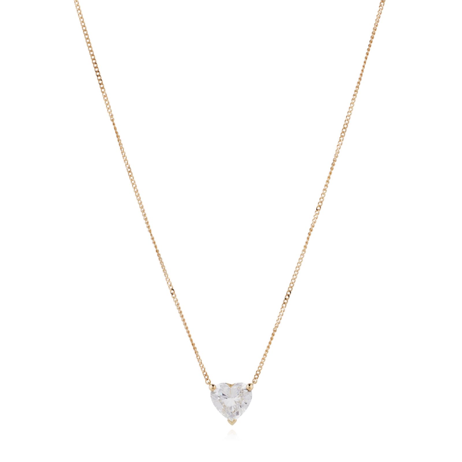  Fire Light 1ct Lab Grown Diamond Heart Cut Pendant & Chain 9ct Gold