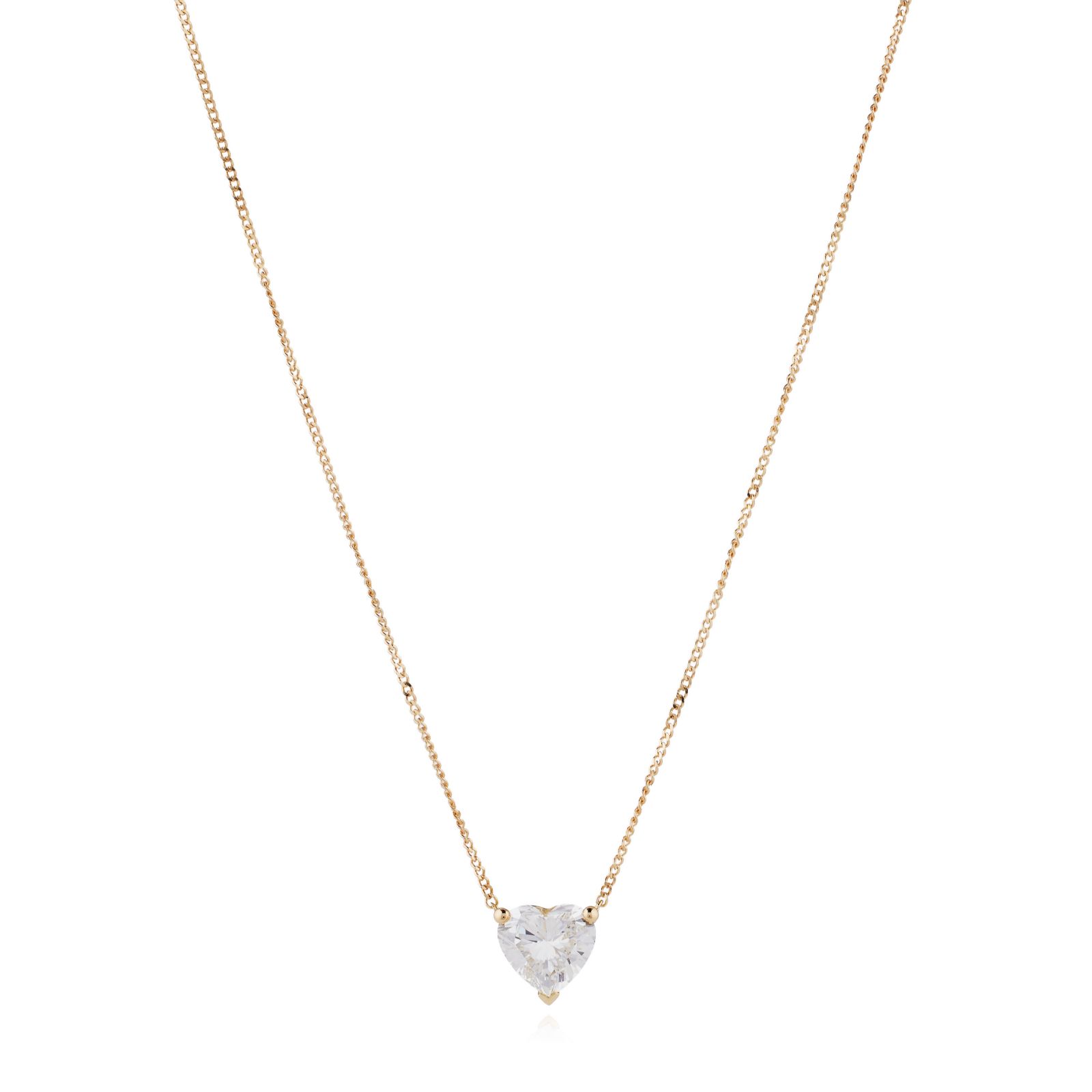 Fire Light 1ct Lab Grown Diamond Heart Cut Pendant & Chain 9ct Gold