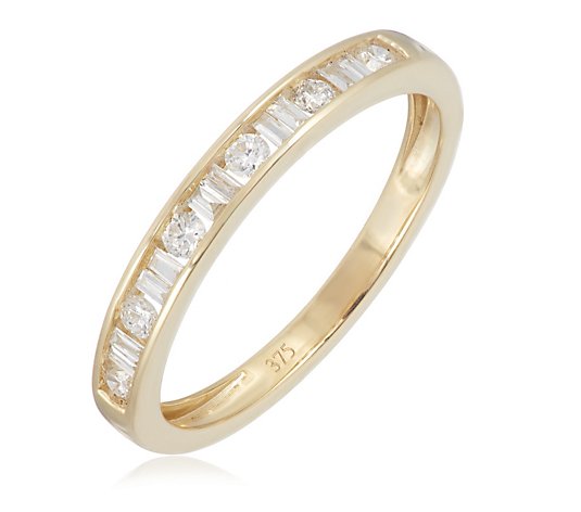 0.25ct Diamond Baguette & Brilliant Cut Eternity Ring 9ct Gold