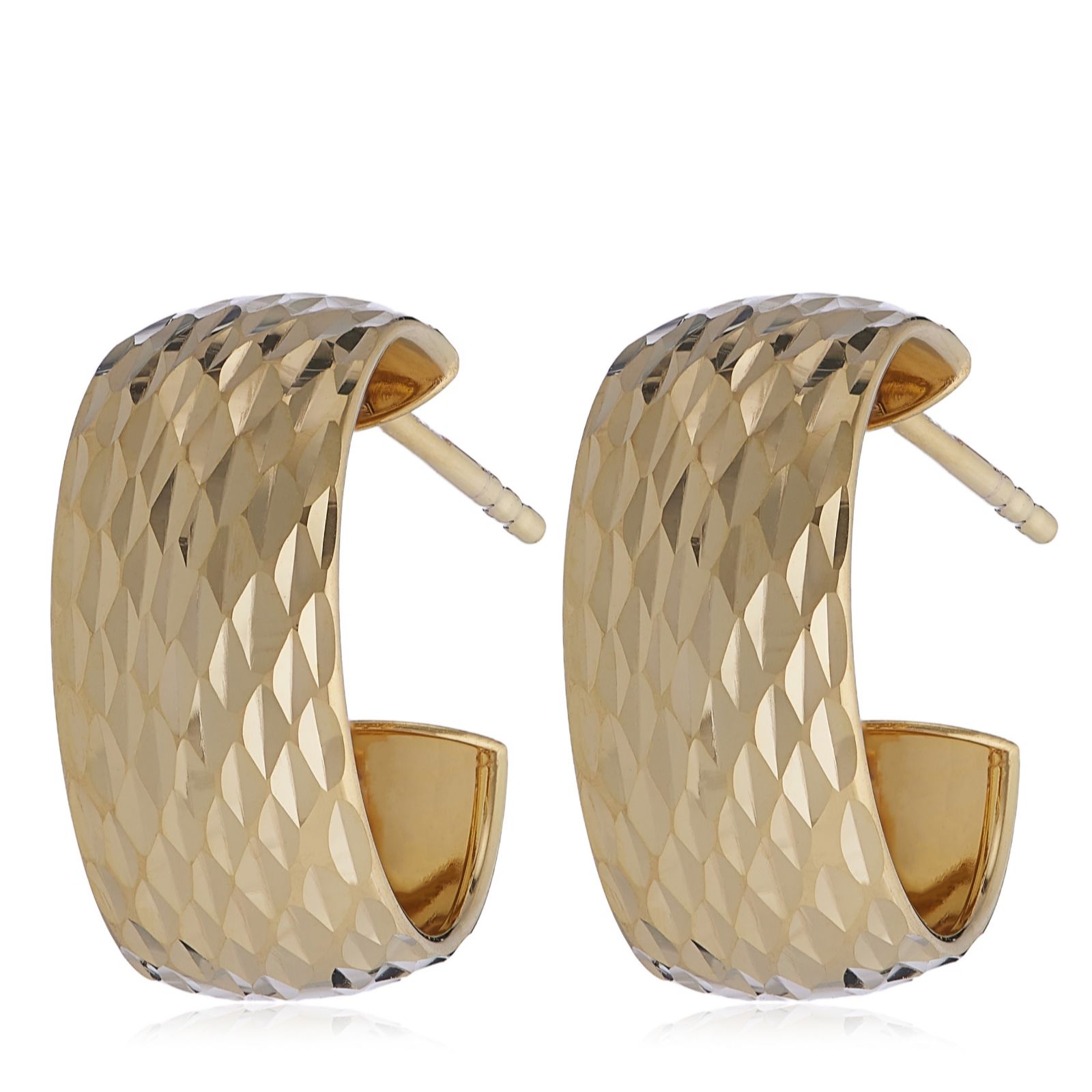 GOLD 9ct Italian Gold Sparkling Hoop Earrings 1.4g