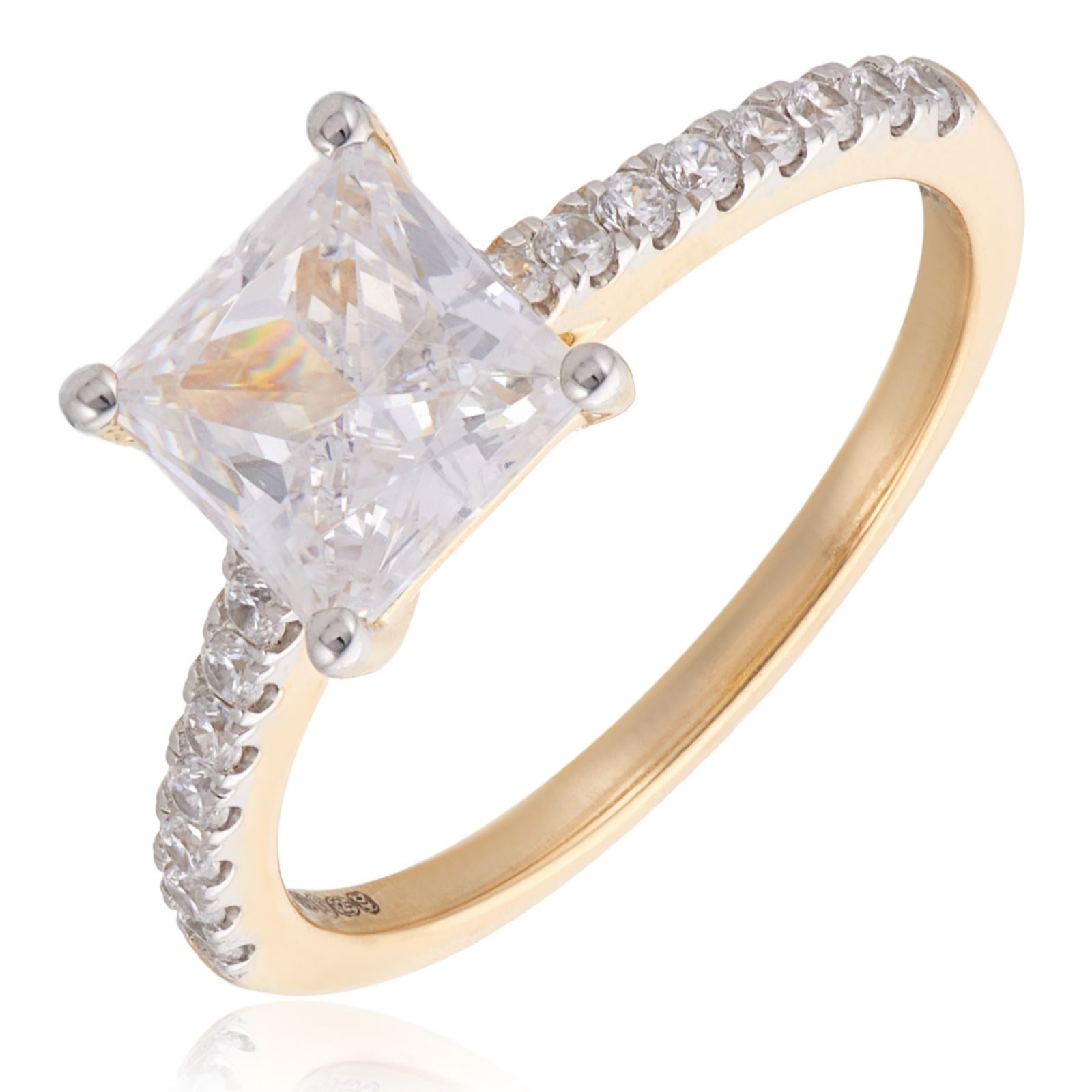 Fire Light 2.25ct Lab Grown Diamond Princess Cut Solitaire Ring 9ct Gold