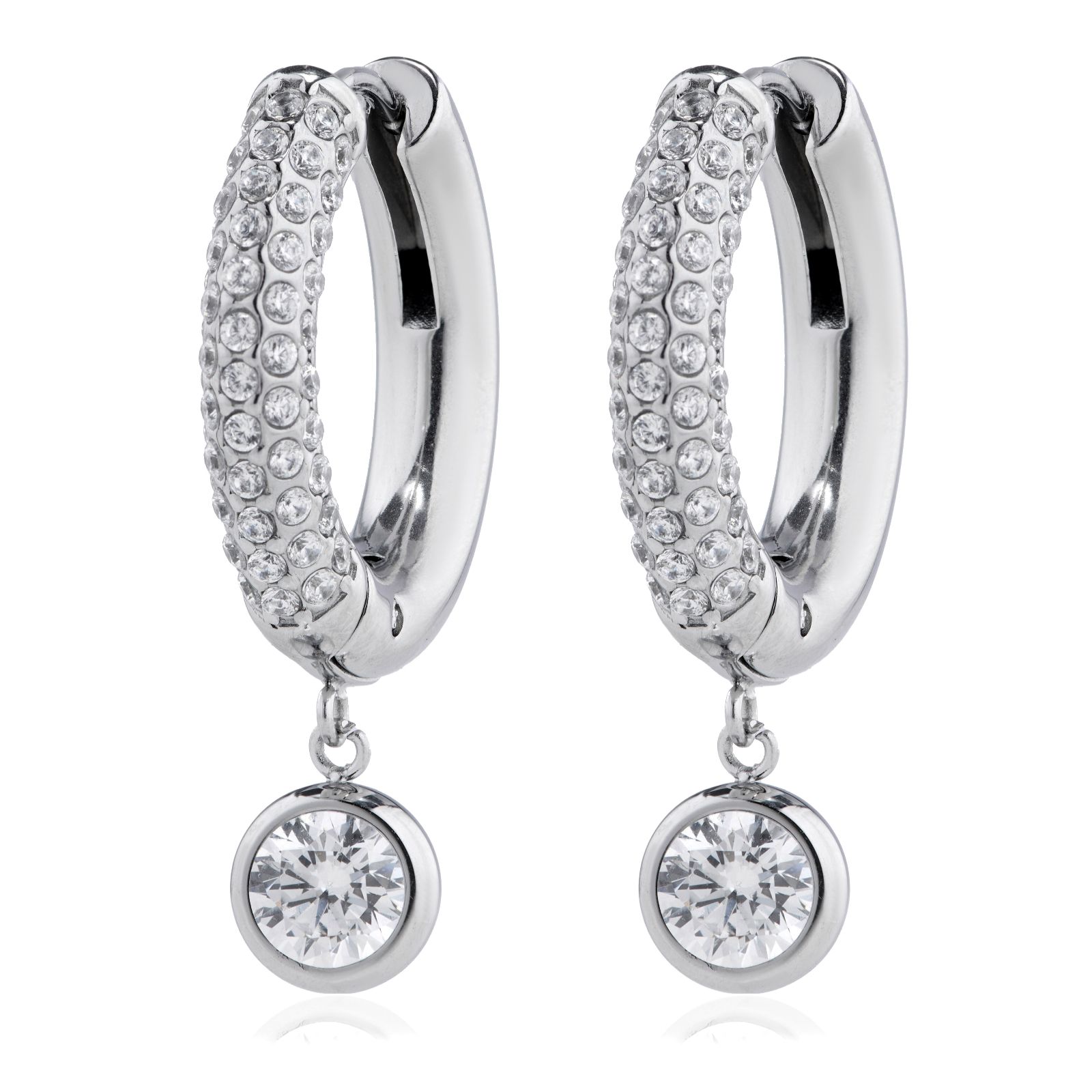 Steel by Diamonique Pave Drop Earrings