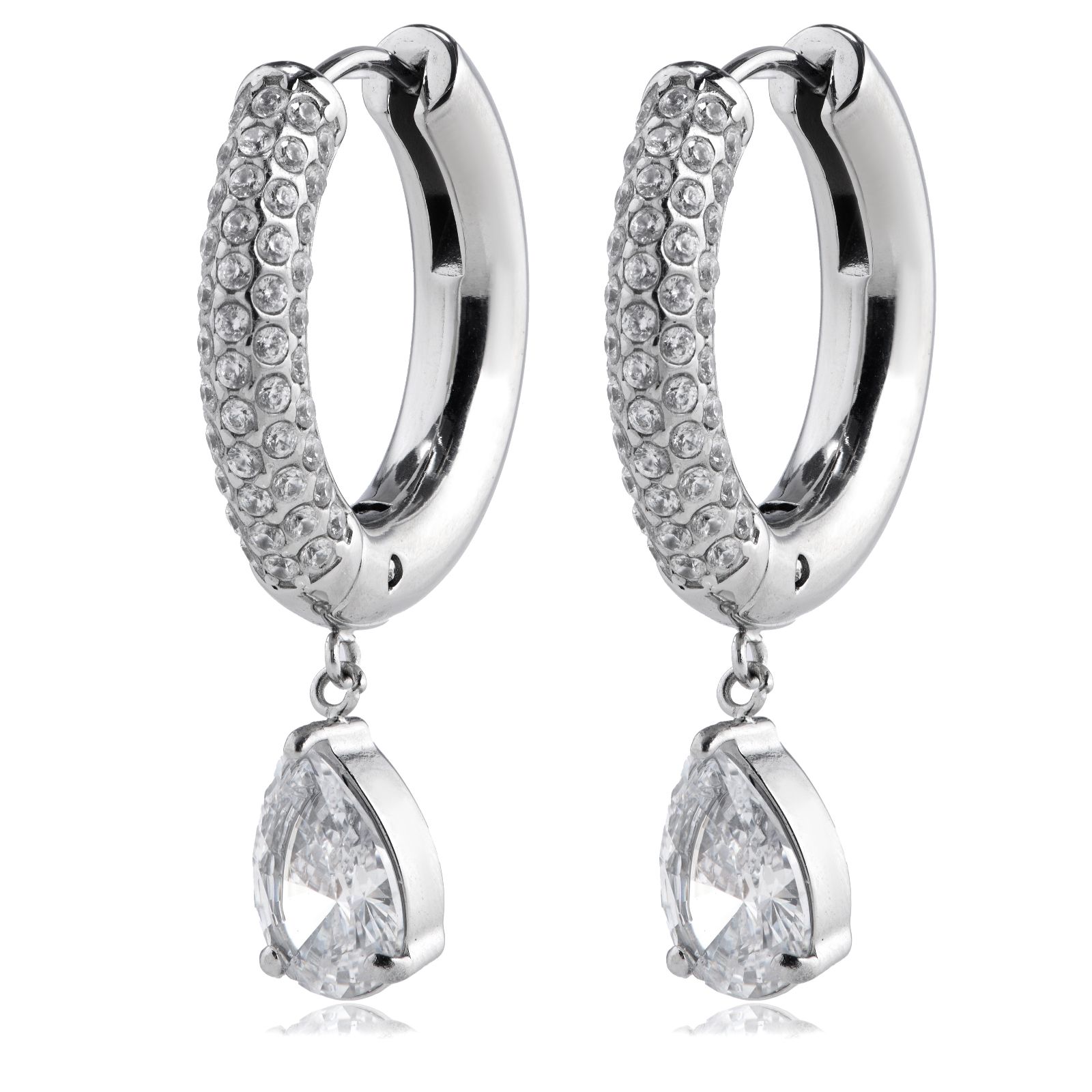 Steel by Diamonique Pave Drop Earrings