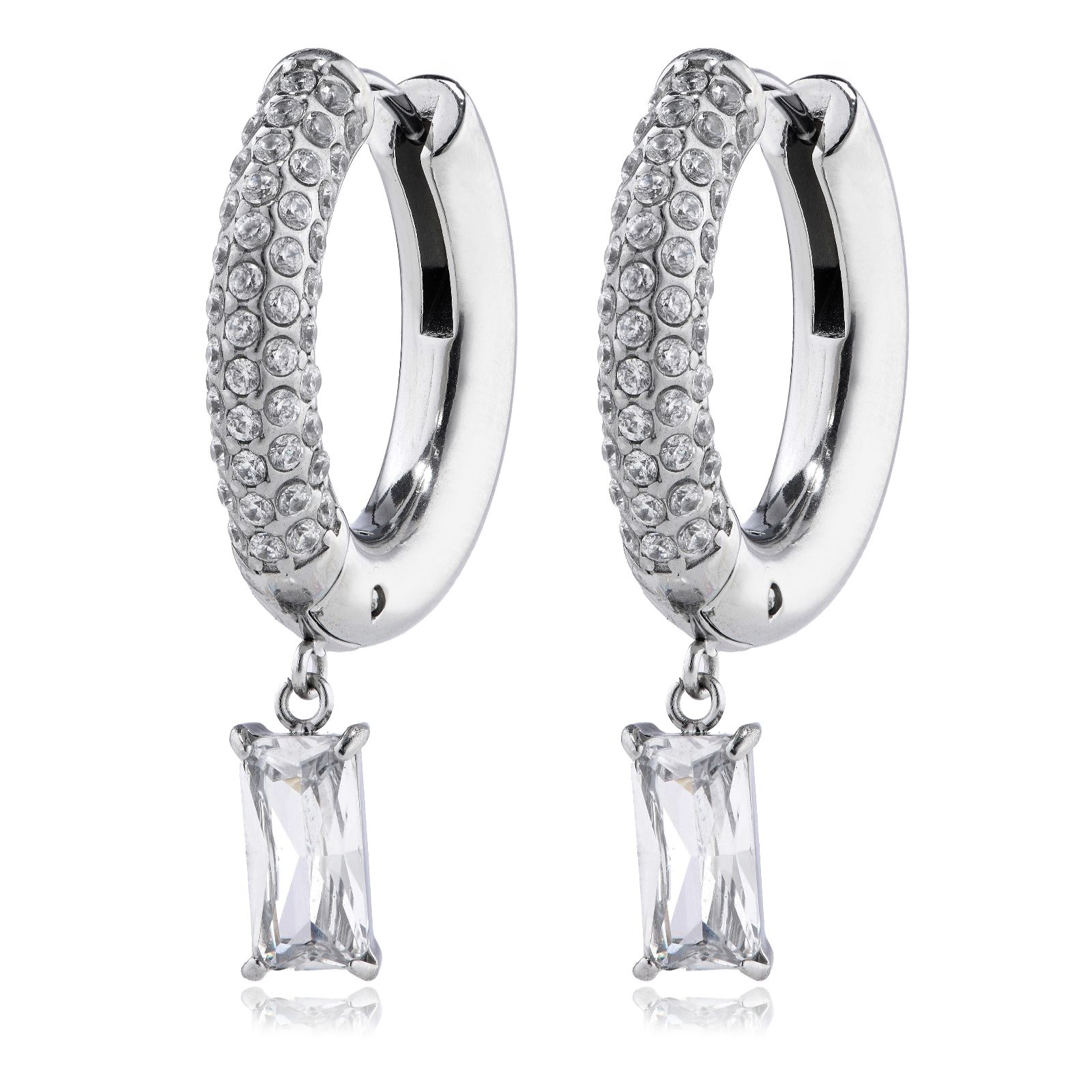 Steel by Diamonique Pave Drop Earrings