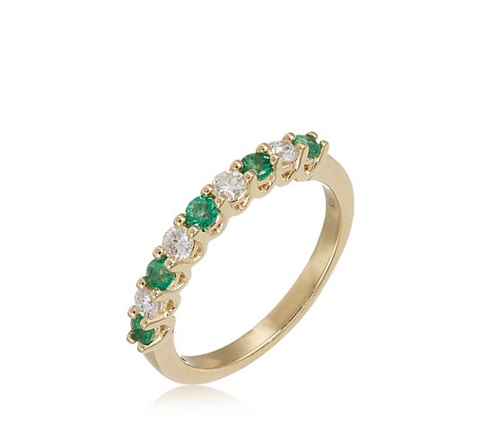 0.26ct Zambian Emerald & 0.23ct Diamond Eternity Ring 9ct Gold