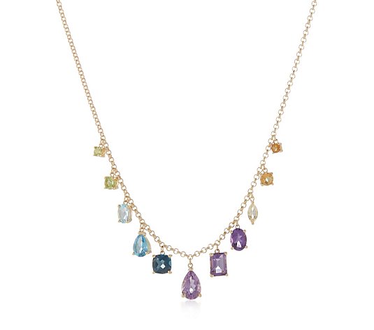 Affinity Gems 5.80ct Mixed Gemstone Drop Necklace Sterling Silver 18