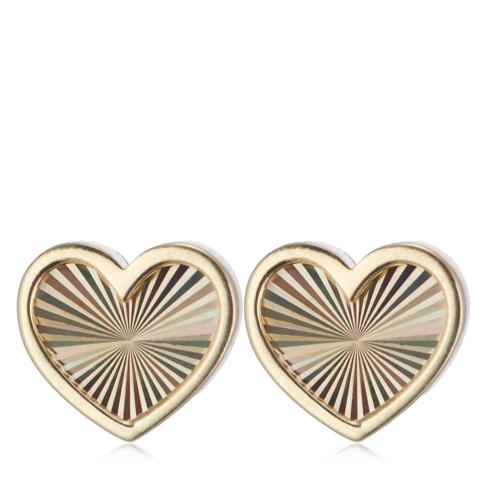 GOLD 9ct Yellow Gold Rainbow Heart Stud Earrings 1.24g