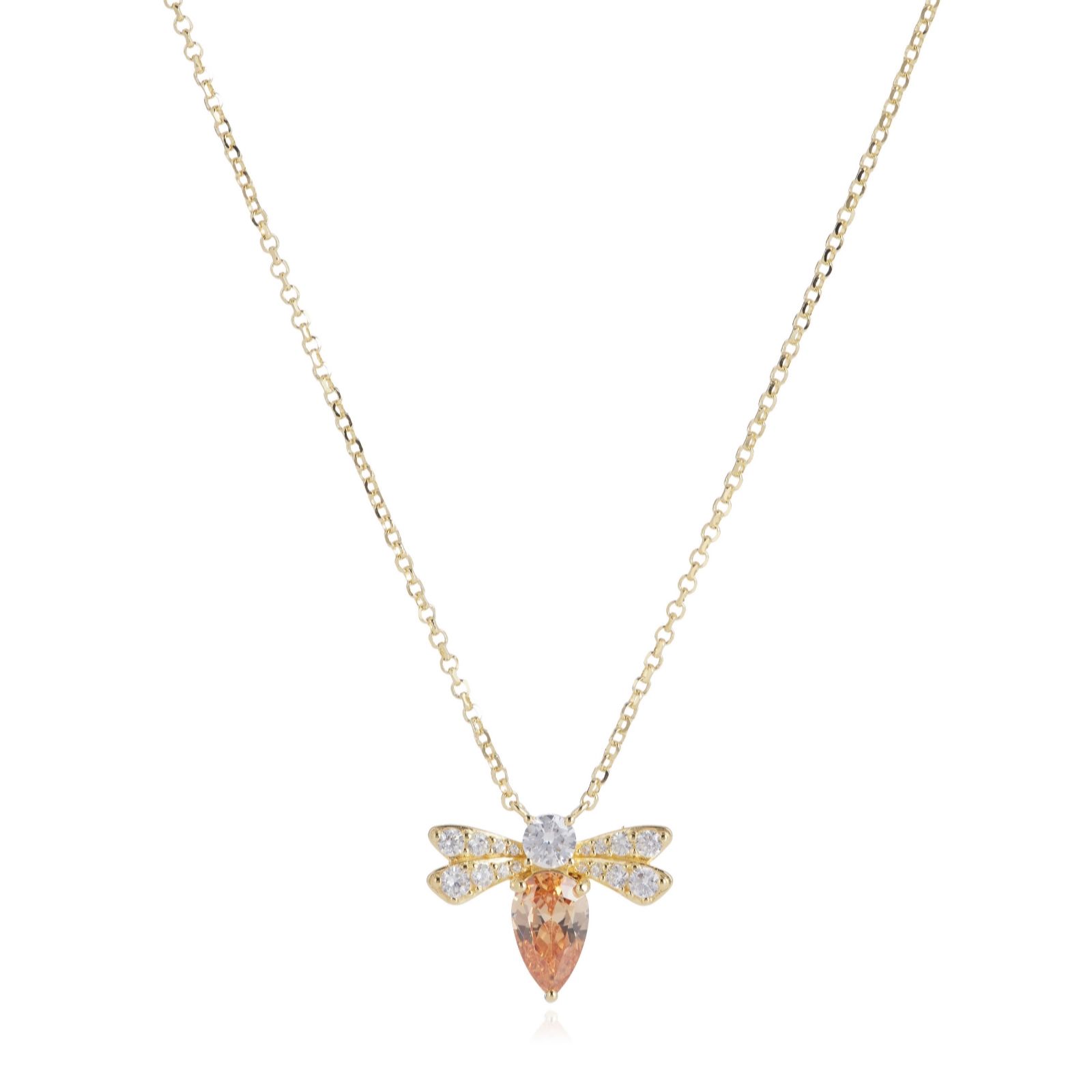 Diamonique 1.3ct tw Bee Pendant & 45cm Chain Sterling Silver