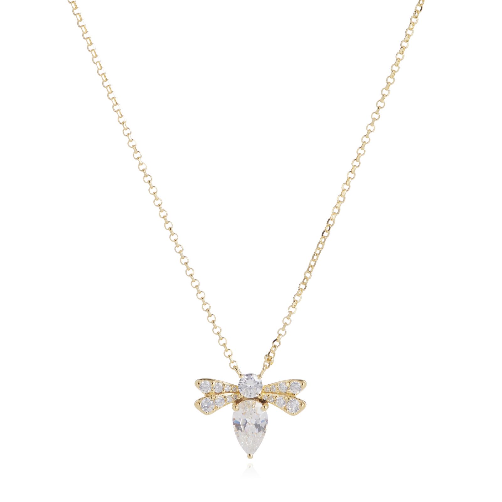 Diamonique 1.3ct tw Bee Pendant & 45cm Chain Sterling Silver