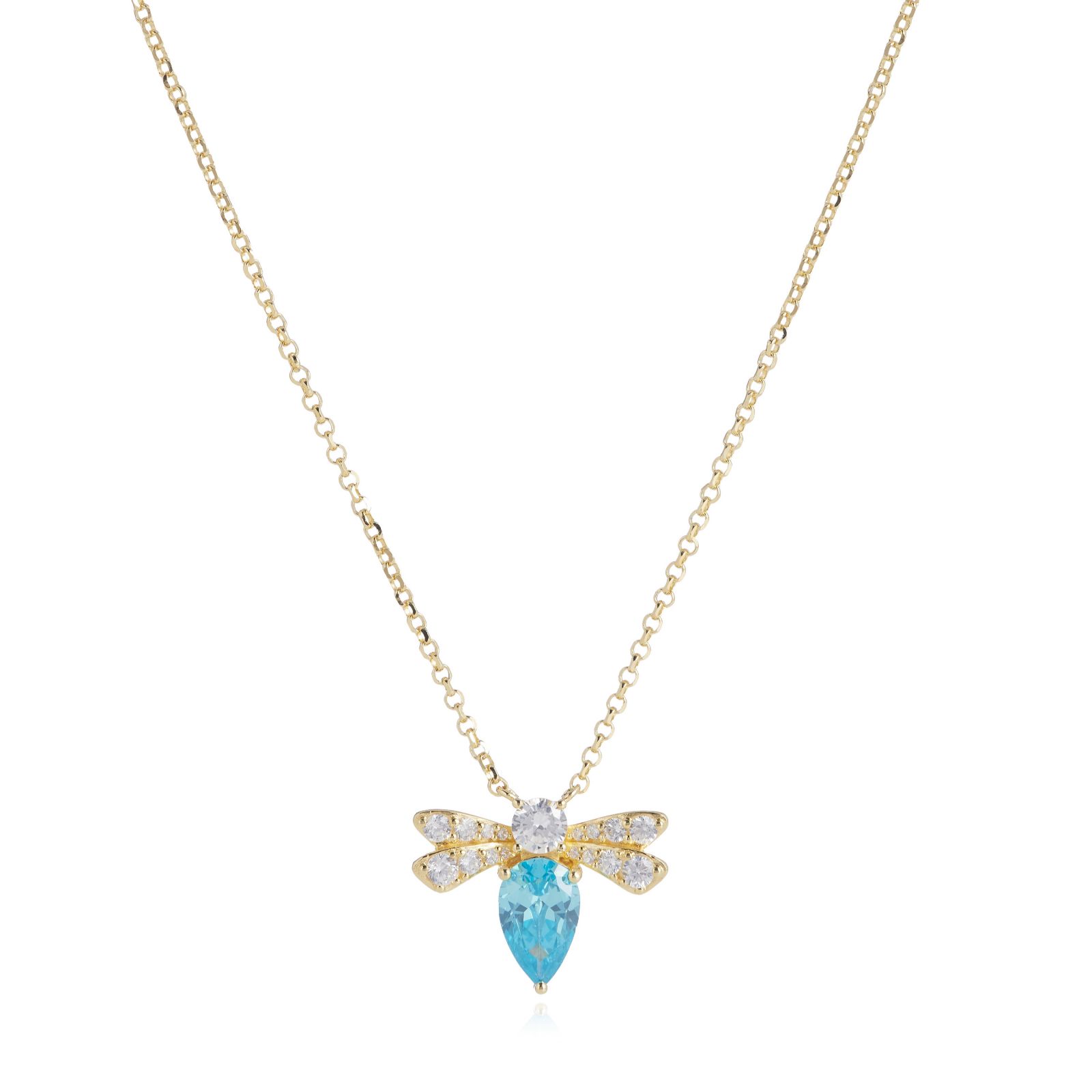 Diamonique 1.3ct tw Bee Pendant & 45cm Chain Sterling Silver