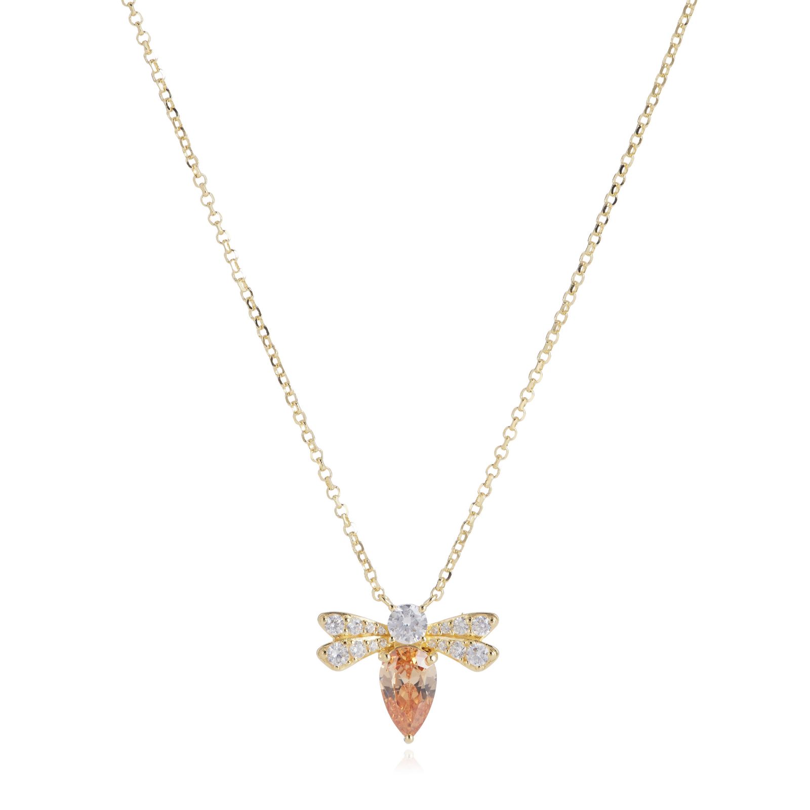Diamonique 1.3ct tw Bee Pendant & 45cm Chain Sterling Silver
