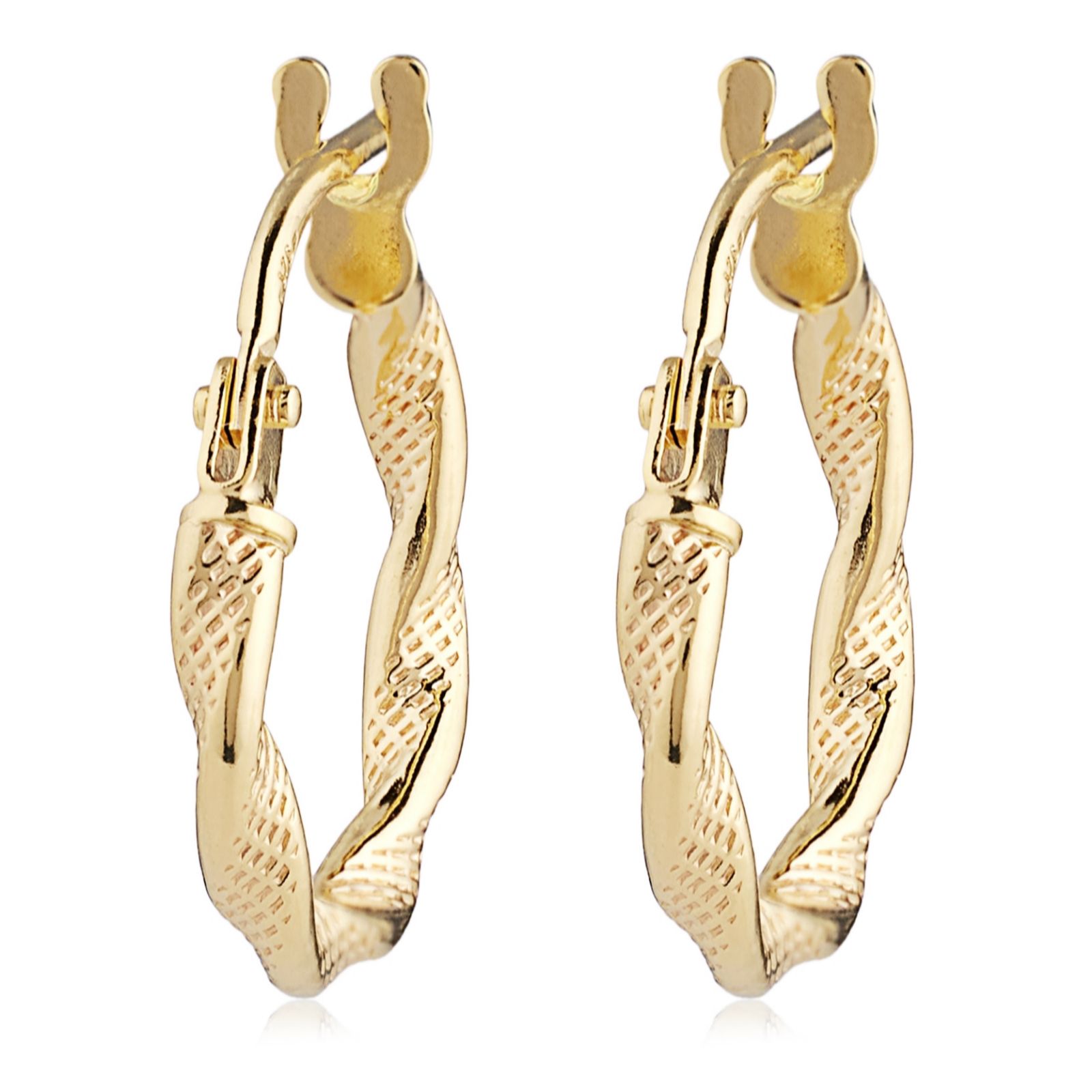 GOLD Italian Gold 9ct Textured Ribbon Hoop Earrings 0.63g