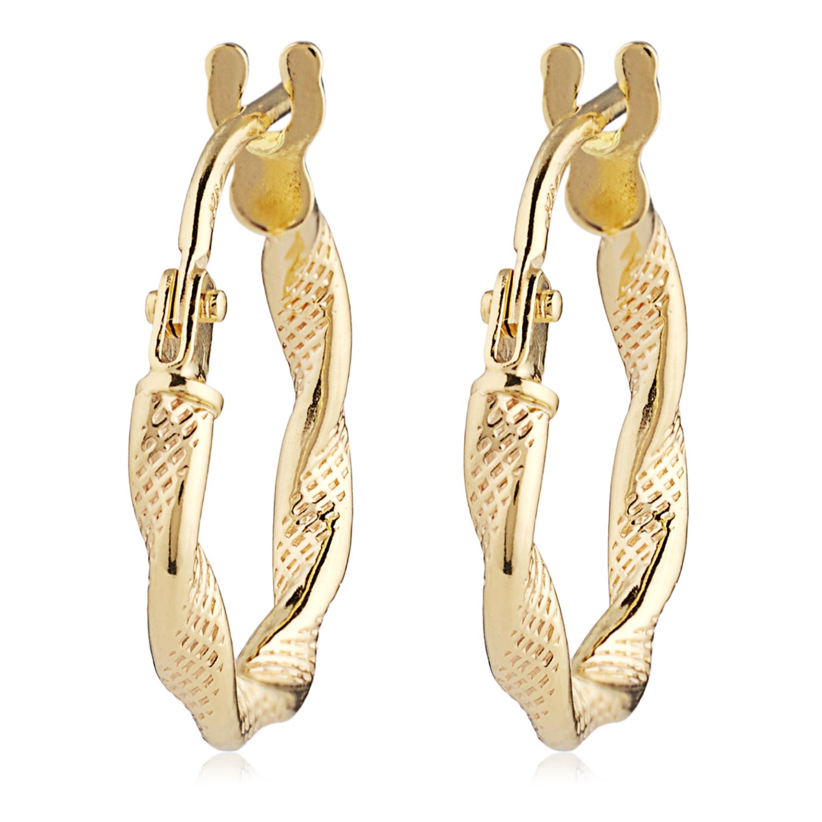 GOLD Italian Gold 9ct Textured Ribbon Hoop Earrings 0.63g