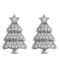 Diamonique Edit 0.28ct tw Christmas Tree Stud Earrings
