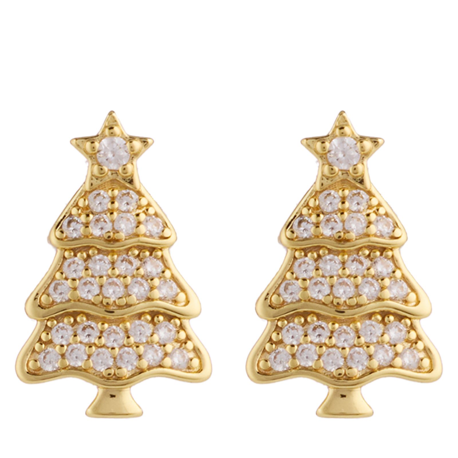 Diamonique Edit 0.28ct tw Christmas Tree Stud Earrings