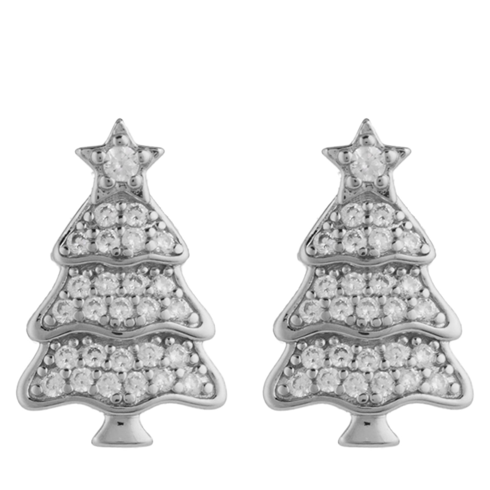 Diamonique Edit 0.28ct tw Christmas Tree Stud Earrings