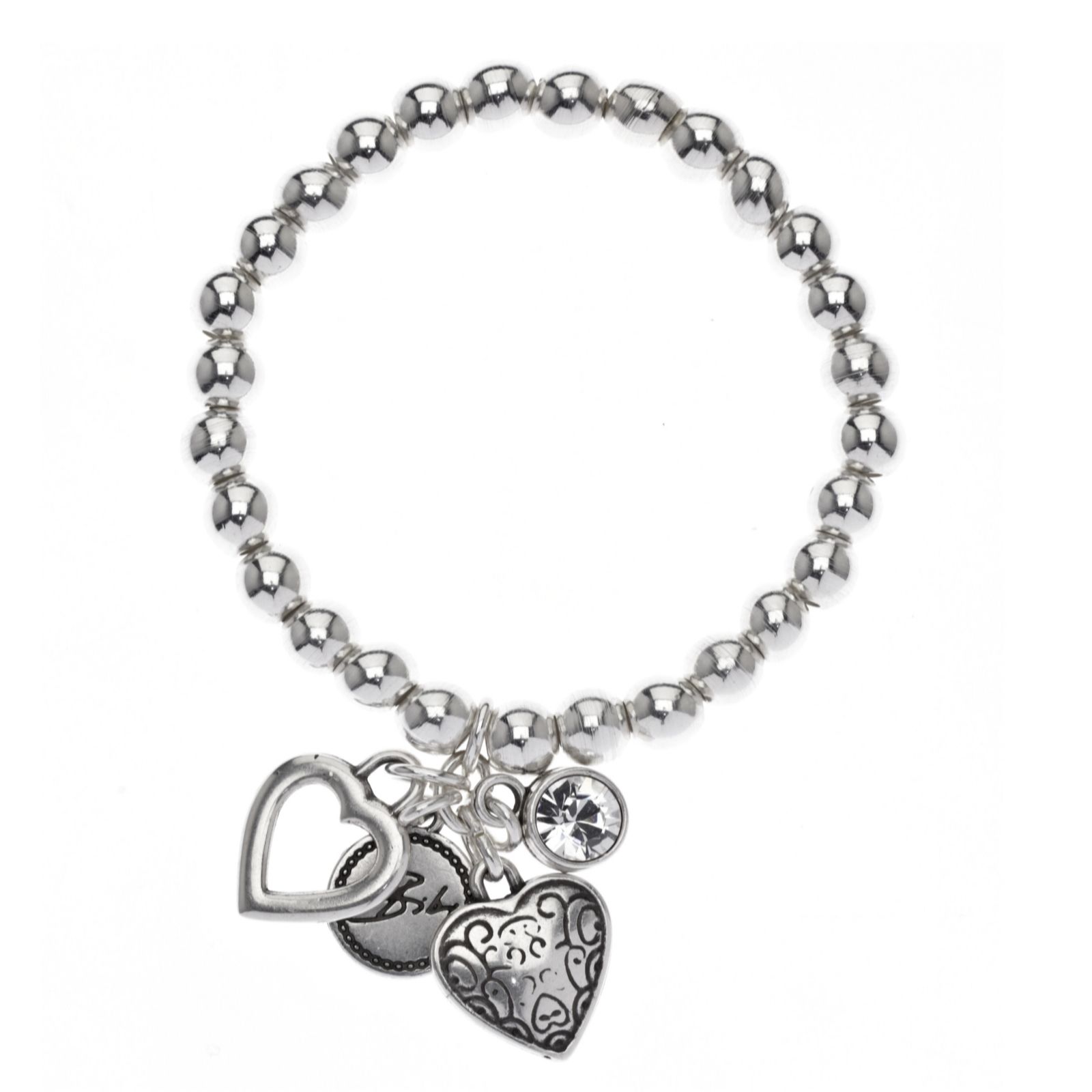 Bibi Bijoux Crystal & Heart Charm Bead Bracelet - QVC UK