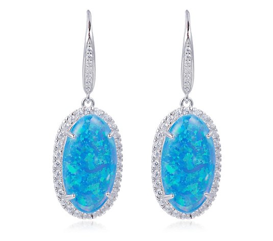 Diamonique 0.7ct tw Simulated Opal Leverback Earrings Sterling Silver